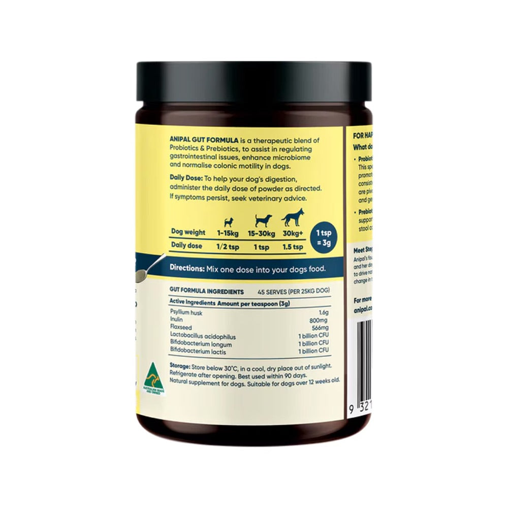 Anipal Healthy Digestion Gut Formula Powder for Dogs - Probiotic & Prebiotic Supplement for Digestive Health - 135g Meal Topper for Sensitive Stomach & Diarrhea Relief - Perfect for Senior Dogs & Puppies with Digestive Issues
