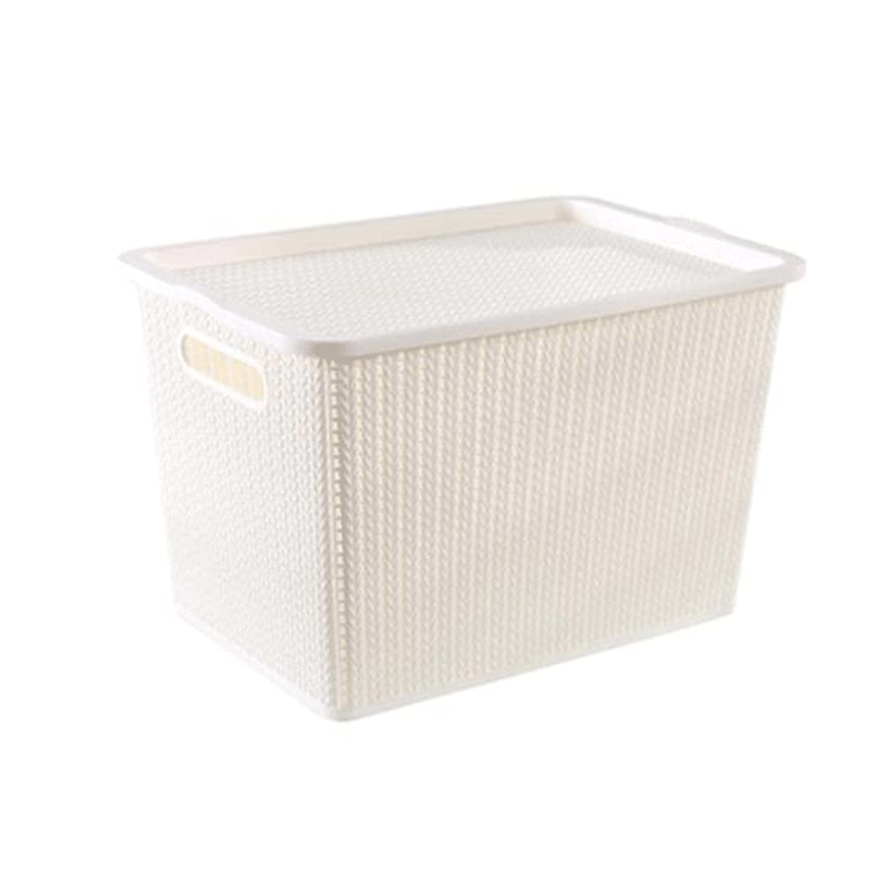 WOCOYO 2-Pack Plastic Storage Bins with Lids - Organize Toys, Clothes, Sundries & More - Small (11x7.6x5.5in) & Medium (16x10.8x9.9in) - White - Perfect for Home, Office, Kids Room & Closet Organization