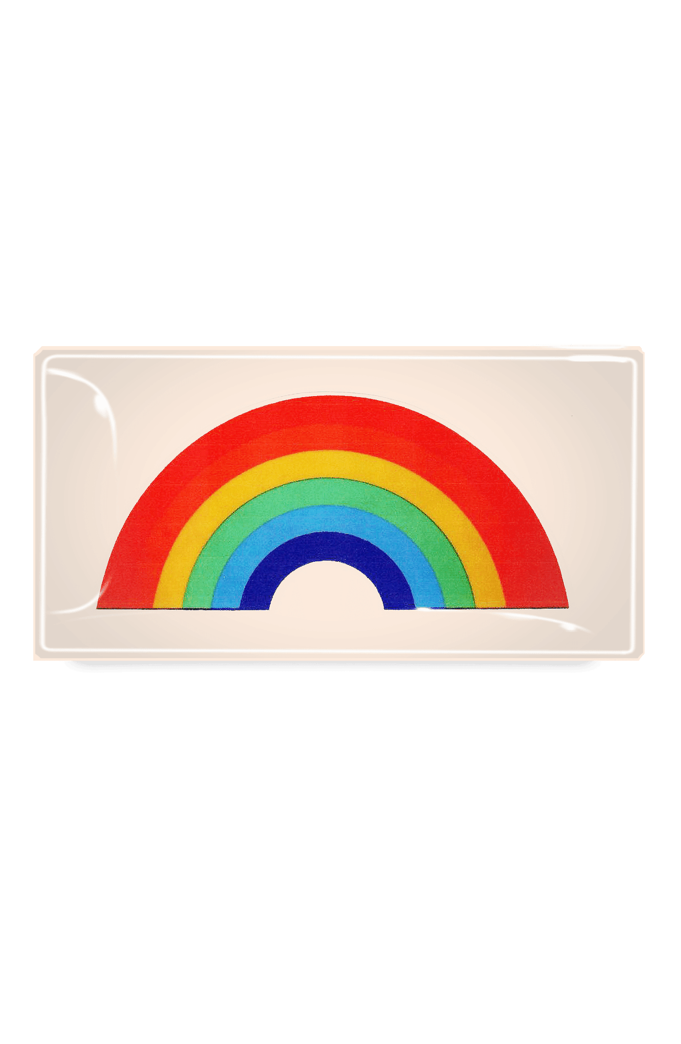 Vintage Rainbow Decoupage Glass Tray - Handmade Decorative Serving Tray for Coffee, Tea, Breakfast in Bed, Home Decor & Gift Idea