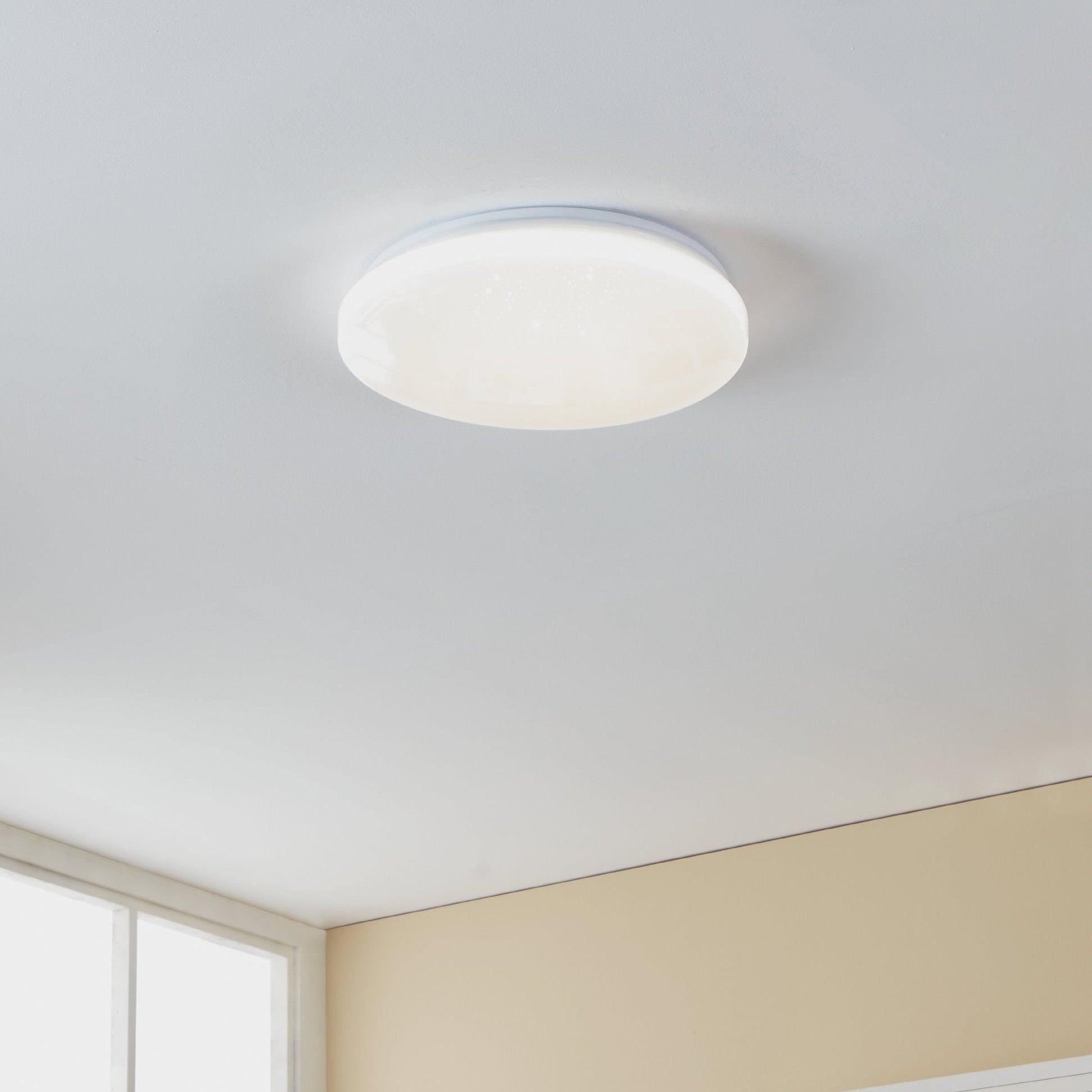 Eglo Frania S IP44 White Bathroom Flush Ceiling Light 31cm - Waterproof LED Lighting for Bathroom, Shower & Wet Areas - Modern Home Decor