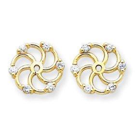 14K Yellow Gold Round Diamond Earring Jackets - Elegant Stud Earrings for Women, Perfect for Weddings, Parties & Everyday Wear