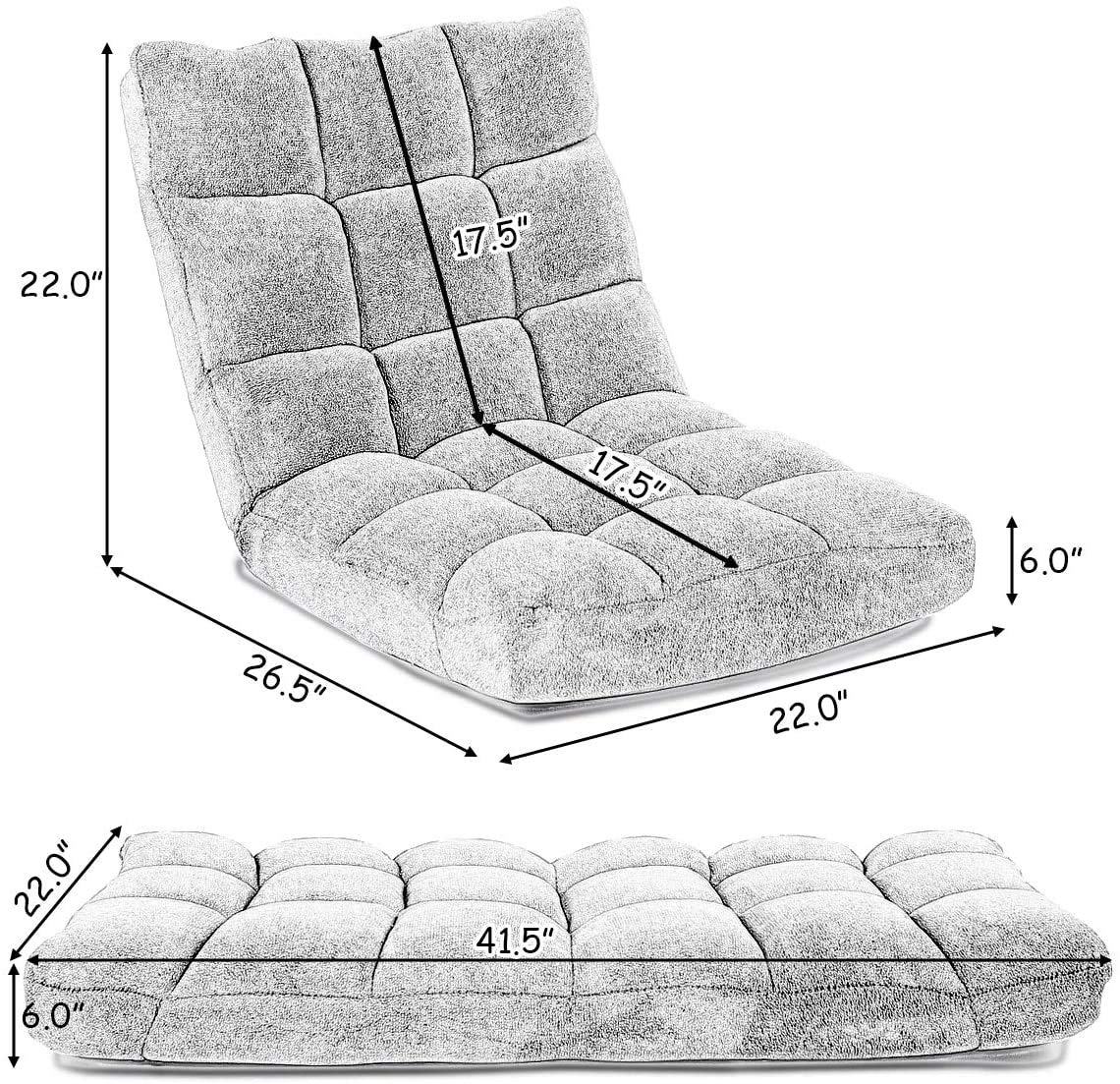 Adjustable 14-Position Folding Floor Chair - Padded Lazy Sofa with Back Support, Ergonomic Gaming & Reading Chair for Home Office - Perfect for Small Spaces, Meditation, and Relaxing