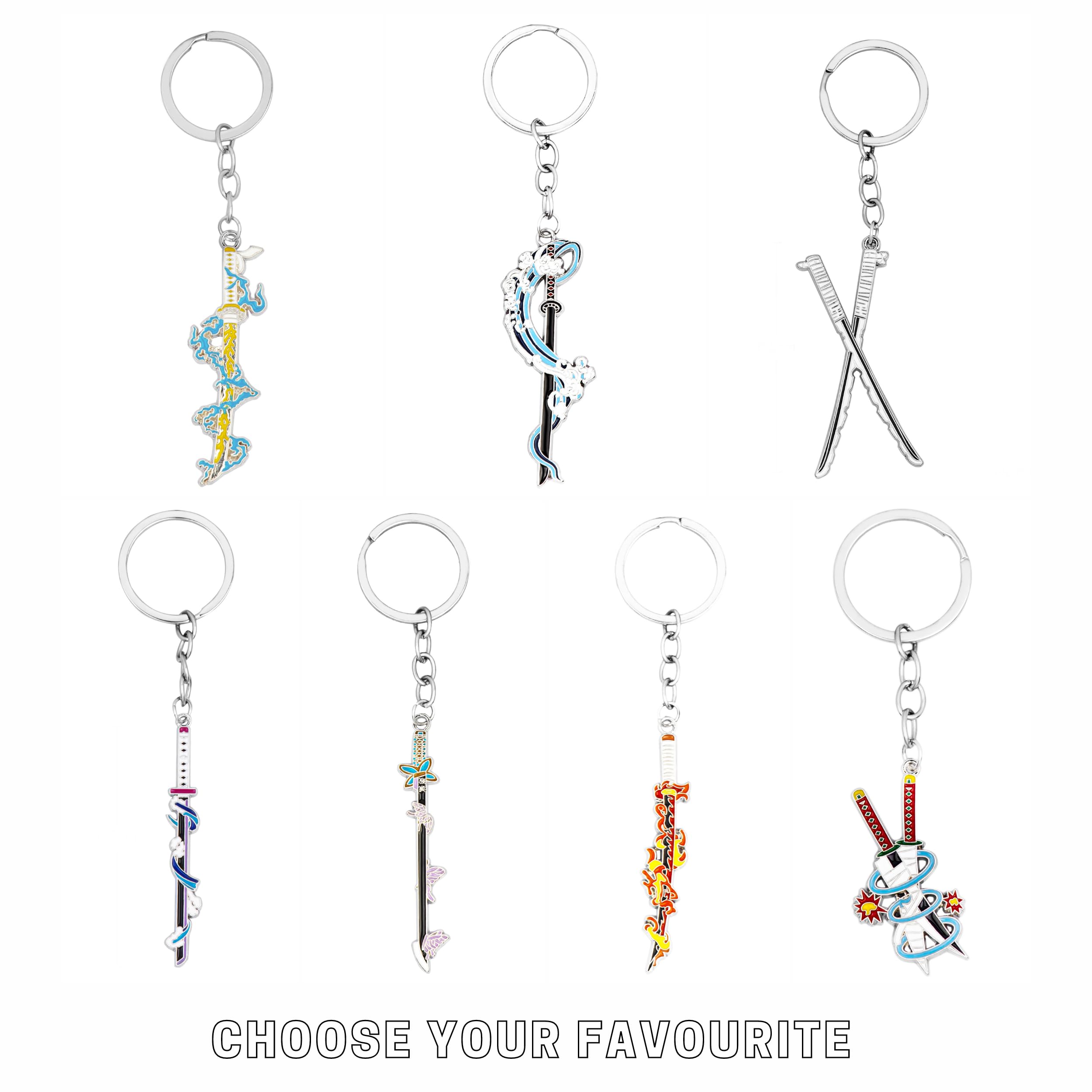 Demon Slayer Keychain - Anime Sword Key Ring for Cosplay & Car Keys - Perfect Gift for Demon Slayer Fans - Cool Katana Keychain for Anime Lovers & Collectors (Great for Cosplay Events, Keychains Collection, and Everyday Use)