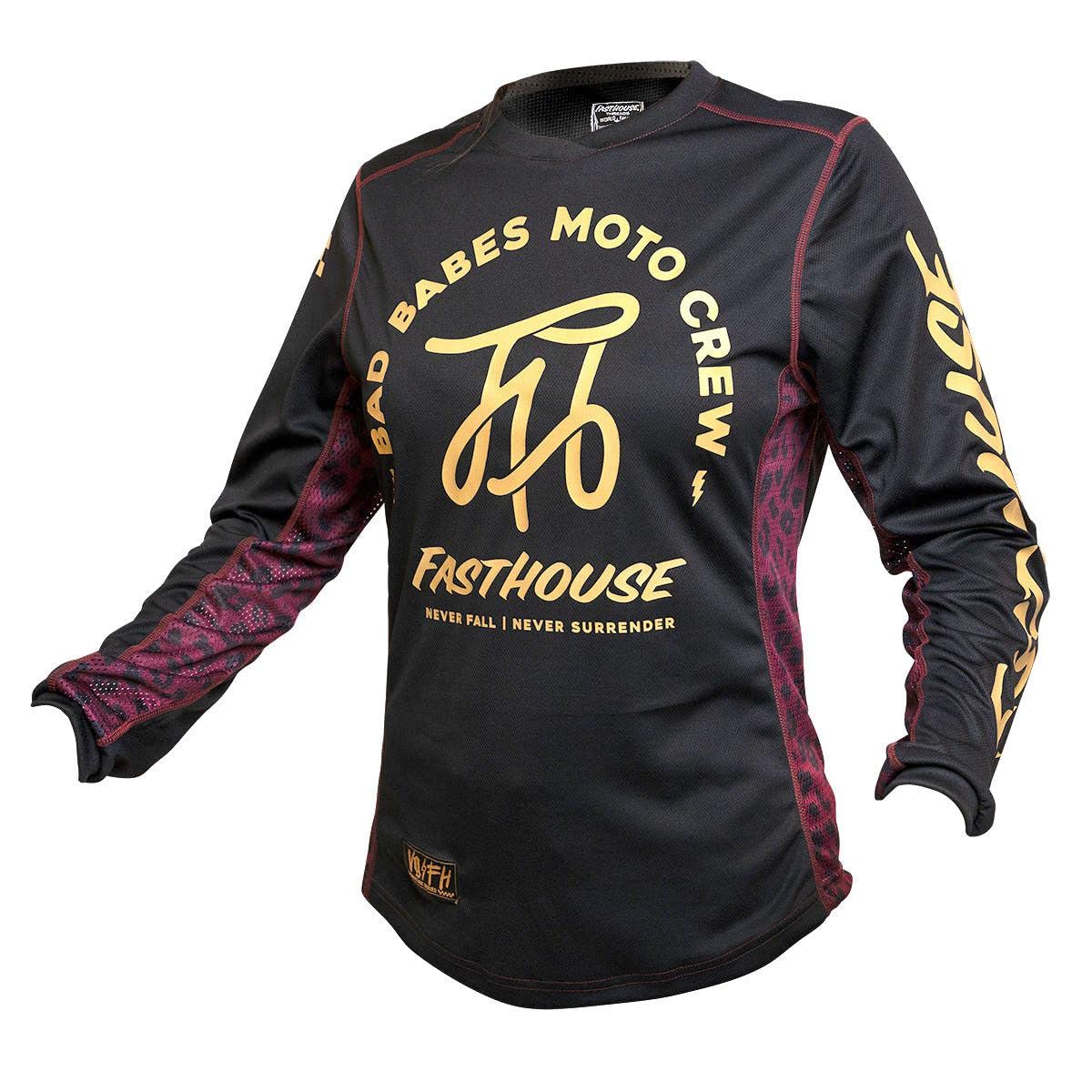 Fasthouse Women's Grindhouse Golden Script Jersey - Vintage Style Baseball Tee for Casual Wear, Street Fashion & Motorcycle Riding