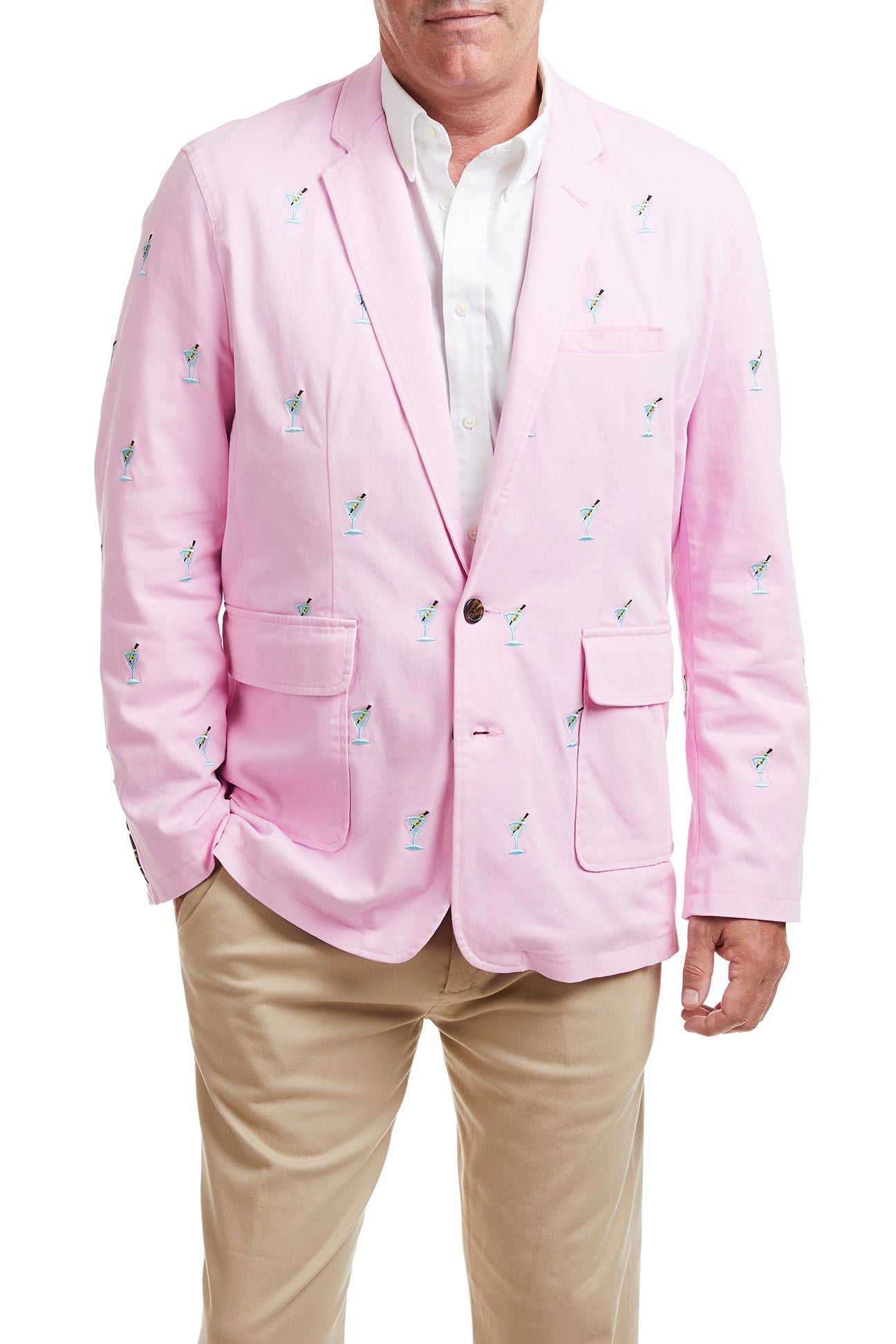 Stylish Pink Spinnaker Blazer with Martini Design - Perfect for Cocktail Parties, Date Nights & Summer Weddings