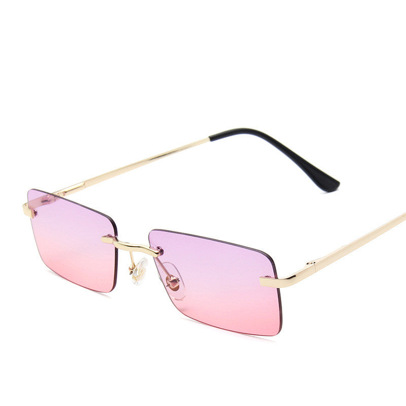 Stylish Rimless Square Sunglasses for Women - Trendy UV Protection Shades for Outdoor Activities & Fashion