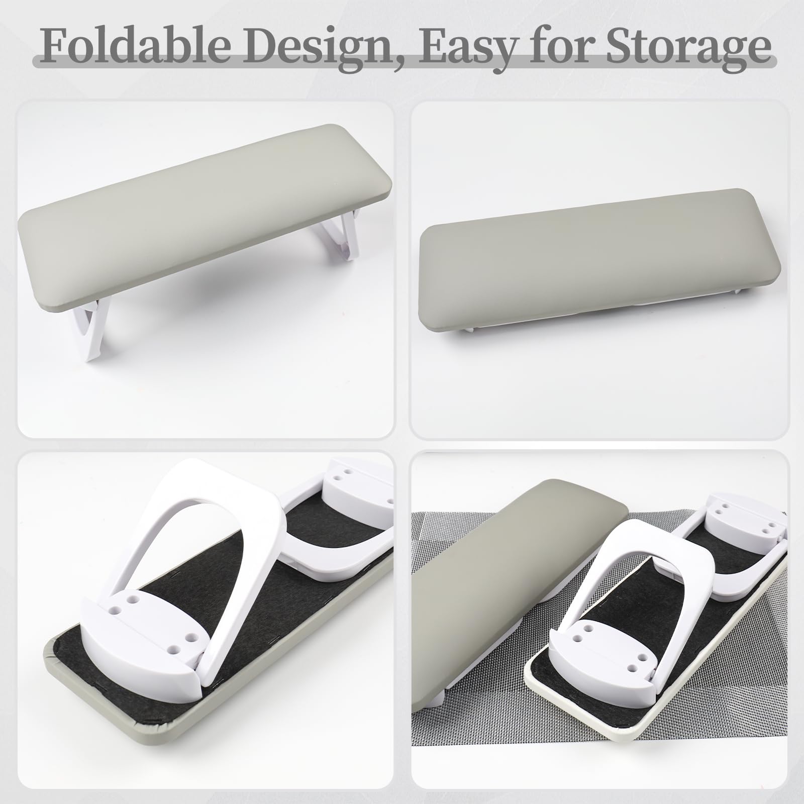 **ANGNYA Foldable Nail Arm Rest for Nail Technicians - Gray PVC Table Mat with Microfiber Leather & Bracket - Perfect for Manicure, Pedicure & Nail Salon Use**