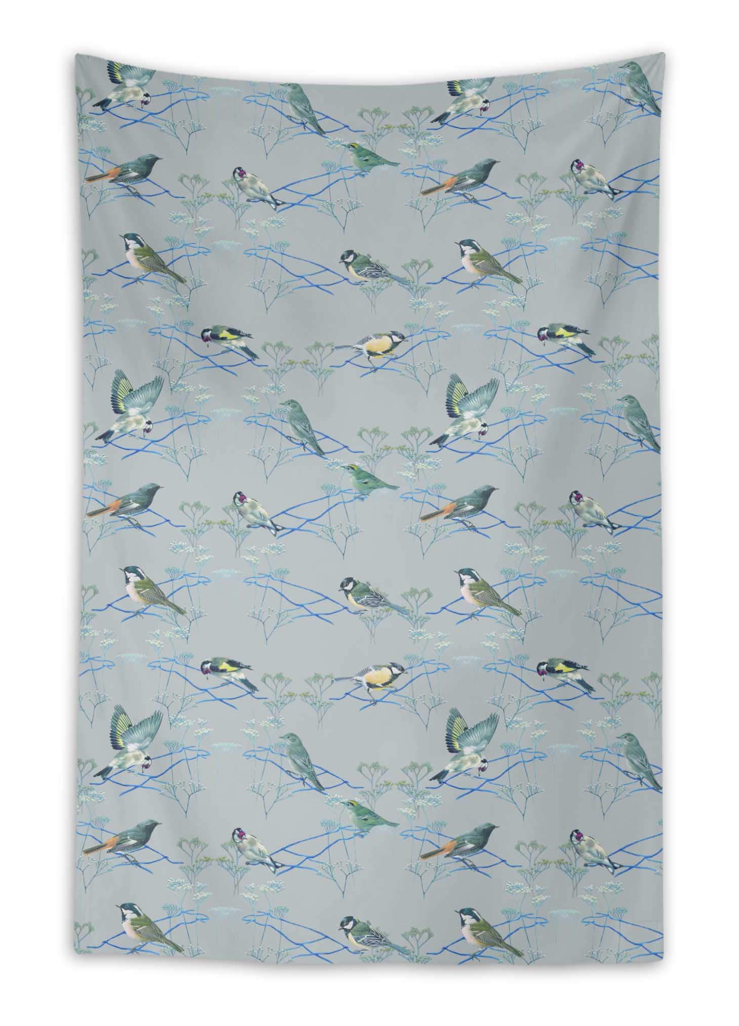 Gray Sparrow & Goldfinch Bird Printed Tapestry - 58 x 80 Inches Wall Hanging Decor for Dorm, Beach, Living Room | Nature-Inspired Home & Outdoor Throw Blanket