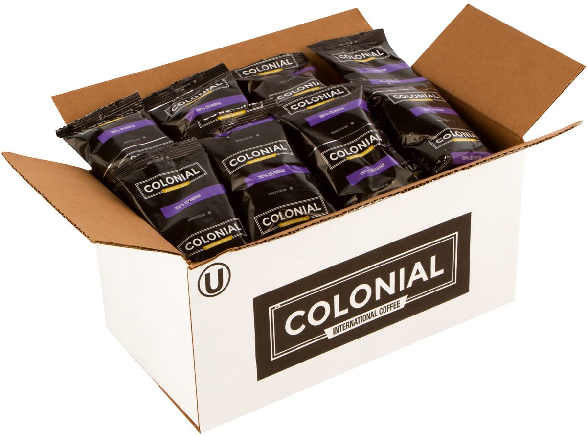 Colombian Medium Roast Coffee Packets (2.5 oz, 80 Count) - Pre-Ground Single Serve Coffee for Office, Camping & Travel - Premium Colonial Coffee Bags