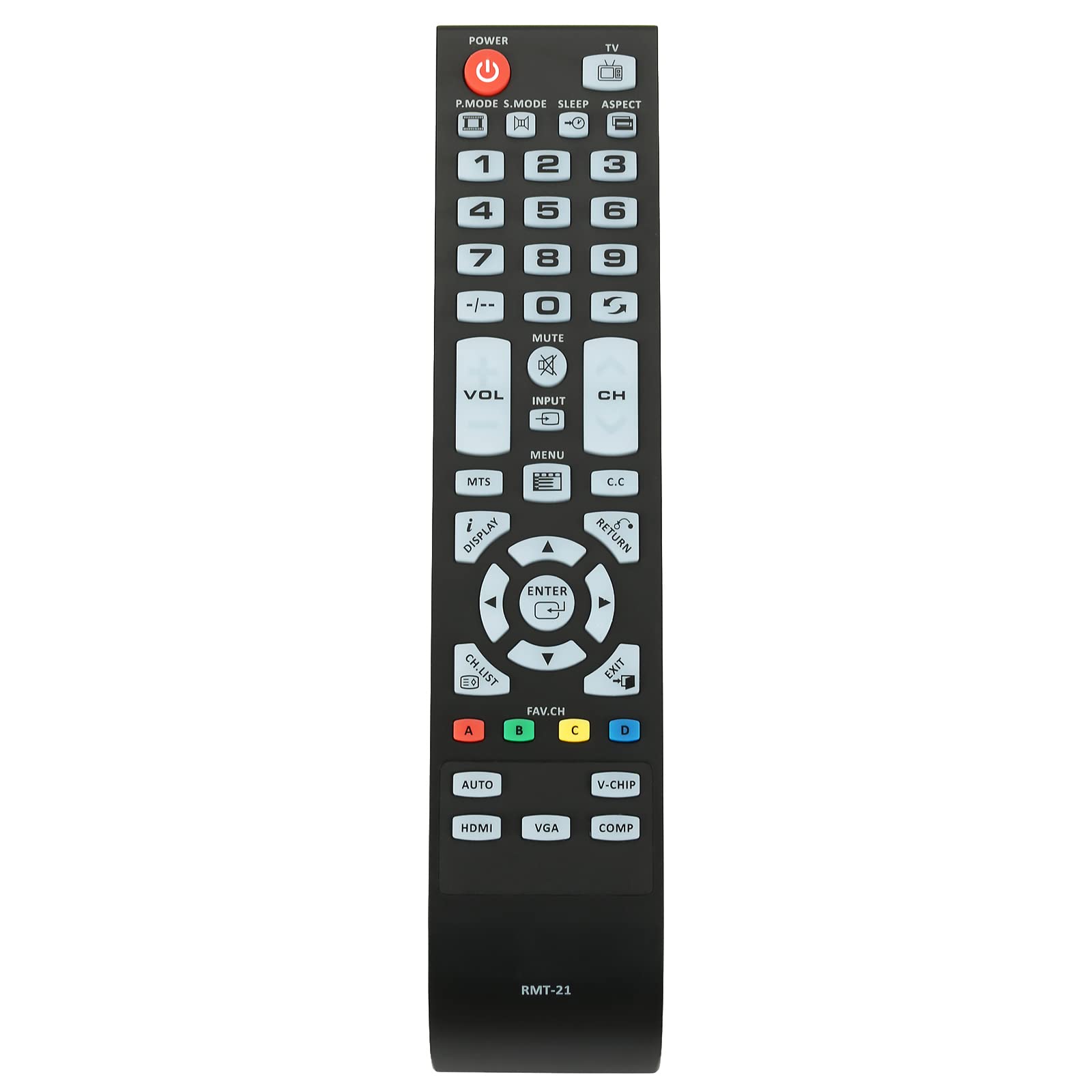 PERFASCIN Replacement Remote RMT-21 Compatible with Westinghouse TV Models CW40T8GW, CW50T9YW, CW40T6DW, CW40T2RW, VR-3725, VR-3710, VR-2215 - Universal TV Remote Control for Home Entertainment