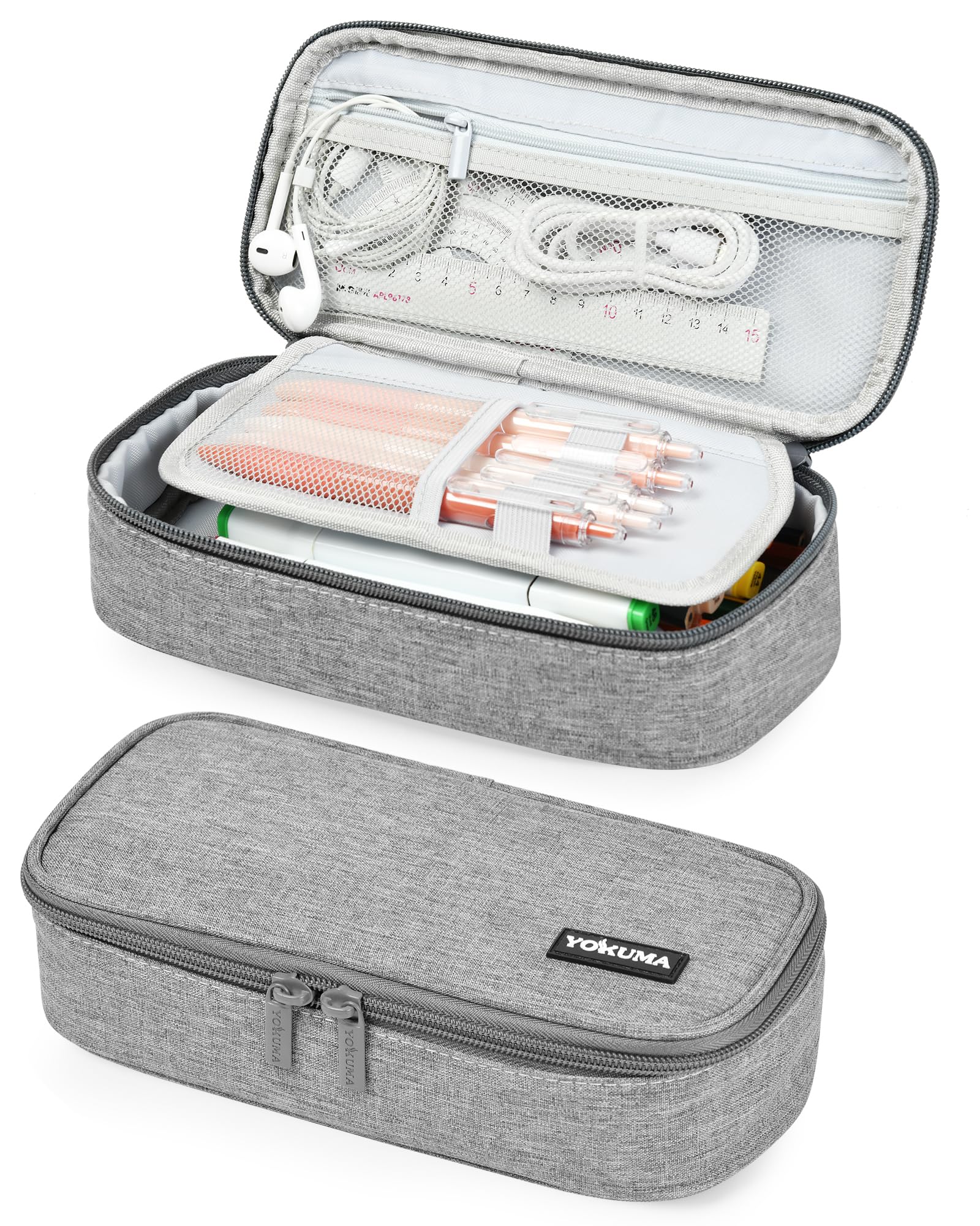 YOKUMA Large Capacity Pencil Case with Zipper - Aesthetic School Supplies for College Students, Teens & Adults | Perfect for Back to School, Travel Essentials & Electronic Cable Organization