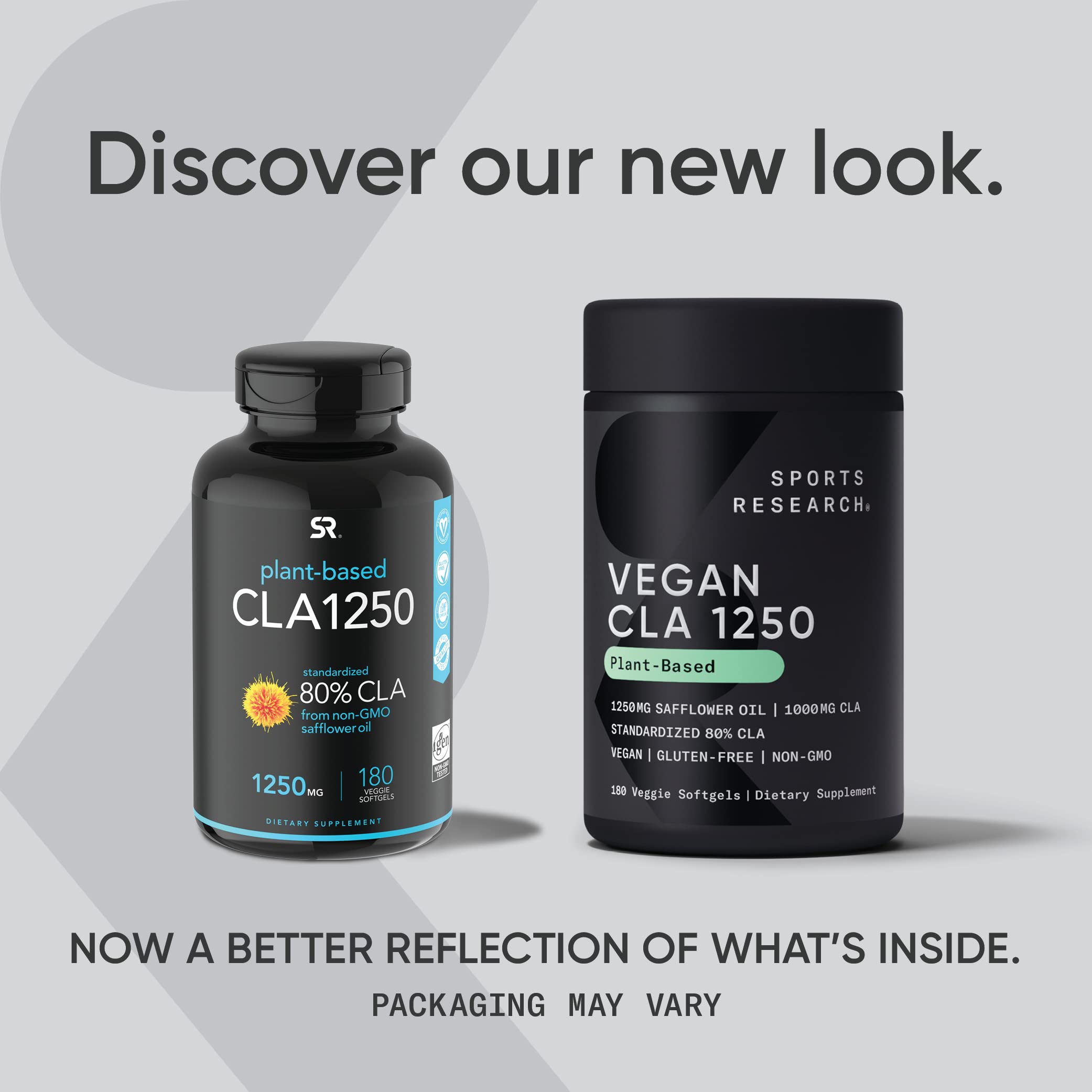 Sports Research Vegan CLA 1250mg - Conjugated Linoleic Acid Supplement for Weight Management | Non-GMO, Soy & Gluten Free (180 Softgels) | Supports Metabolism & Energy for Active Men & Women