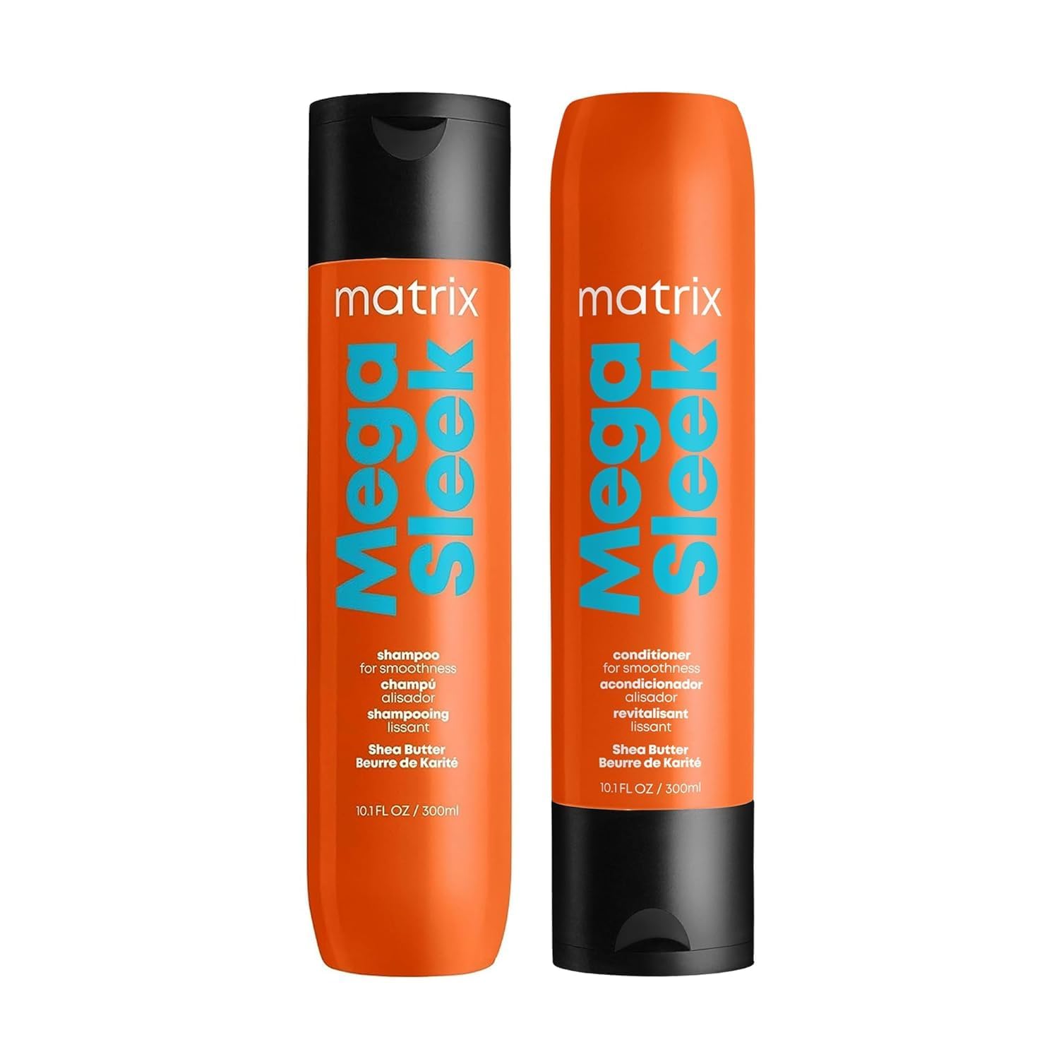 Matrix Mega Sleek Shampoo & Conditioner Set - Smoothing Anti-Frizz Hair Care for Dry Damaged Hair, Shea Butter Nourishment, Vegan & Cruelty-Free | Salon Quality Treatment for Frizzy Curly Hair at Home