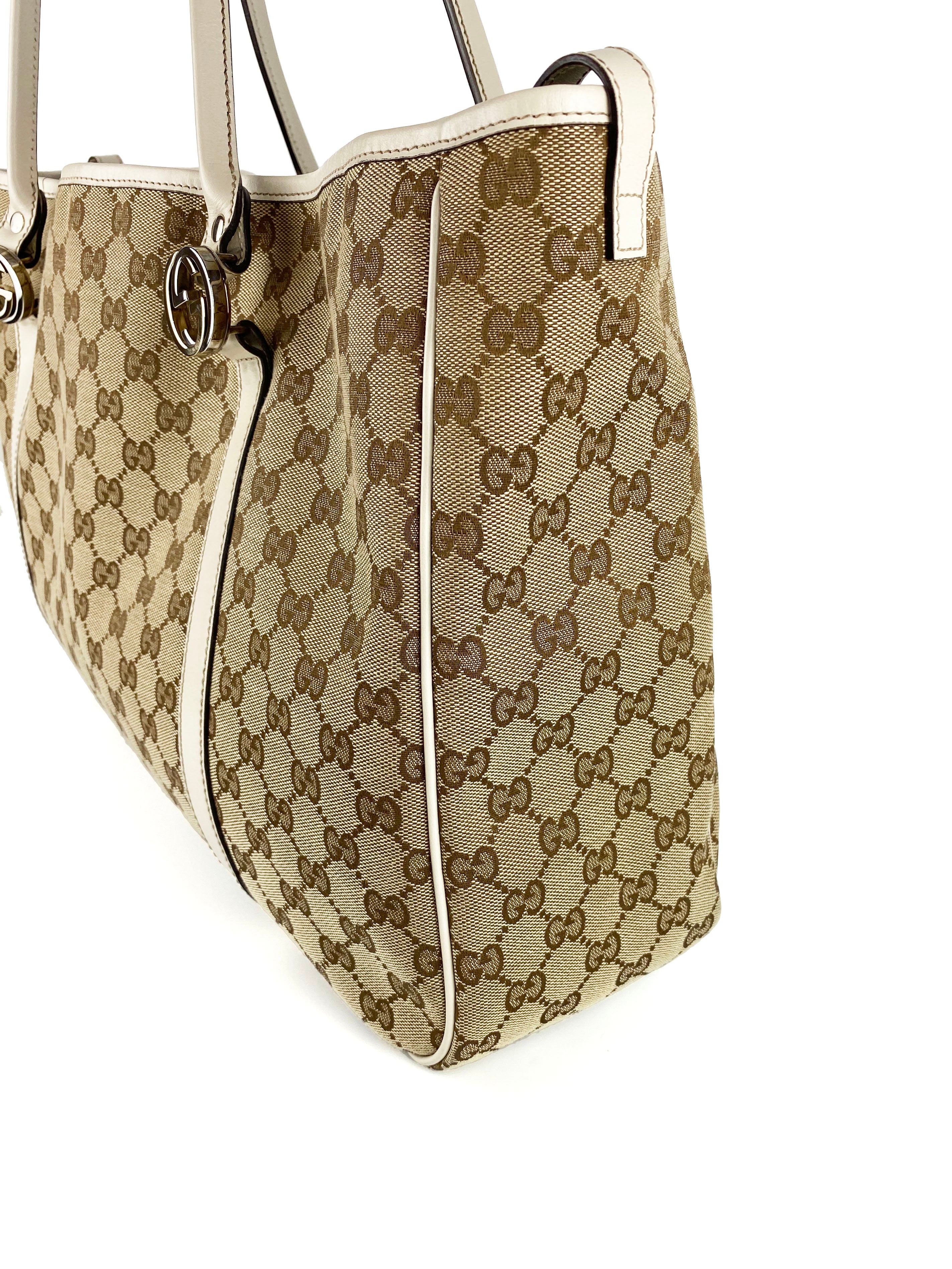 Gucci White Monogram Tote Bag for Women - Luxury Designer Handbag for Work, Travel & Everyday Use