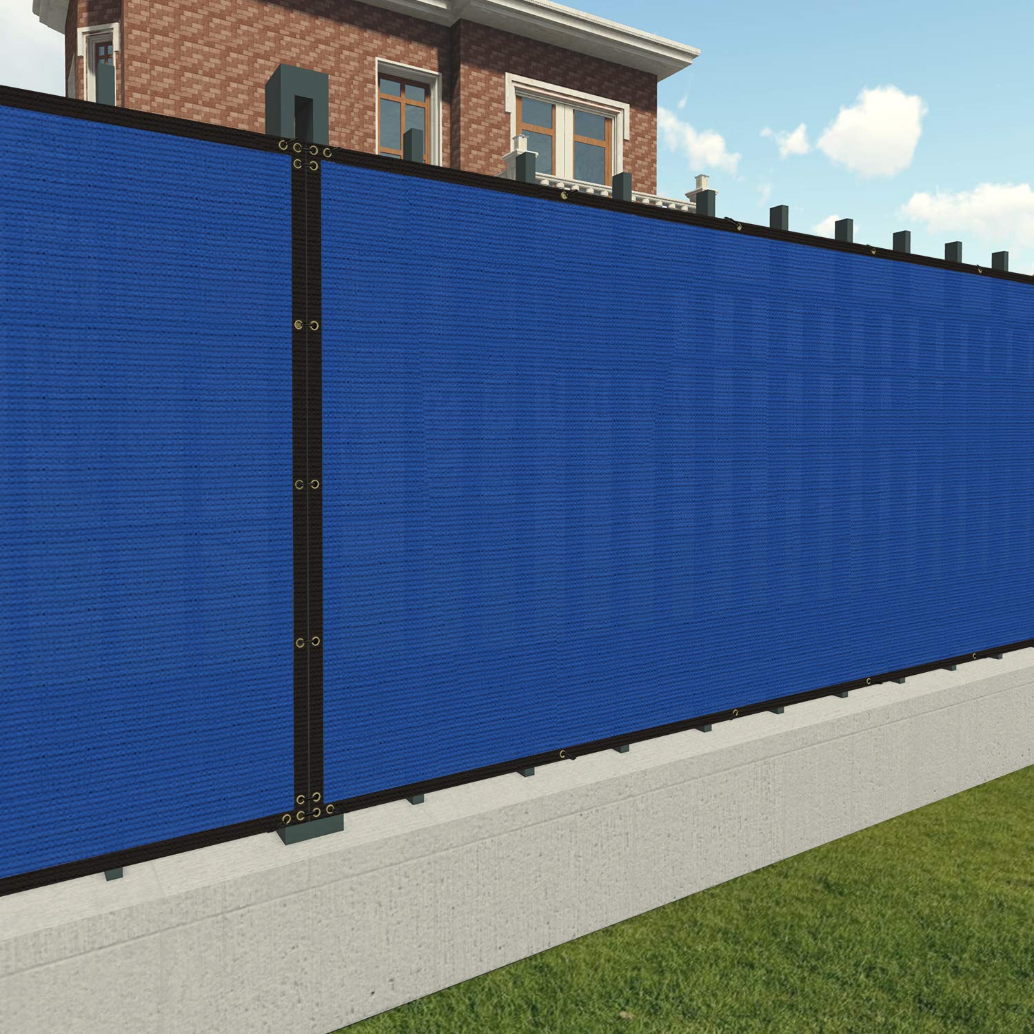 1'x9' Blue Privacy Screen Fence - UV Block Mesh Shade Net with Brass Grommets for Garden & Backyard