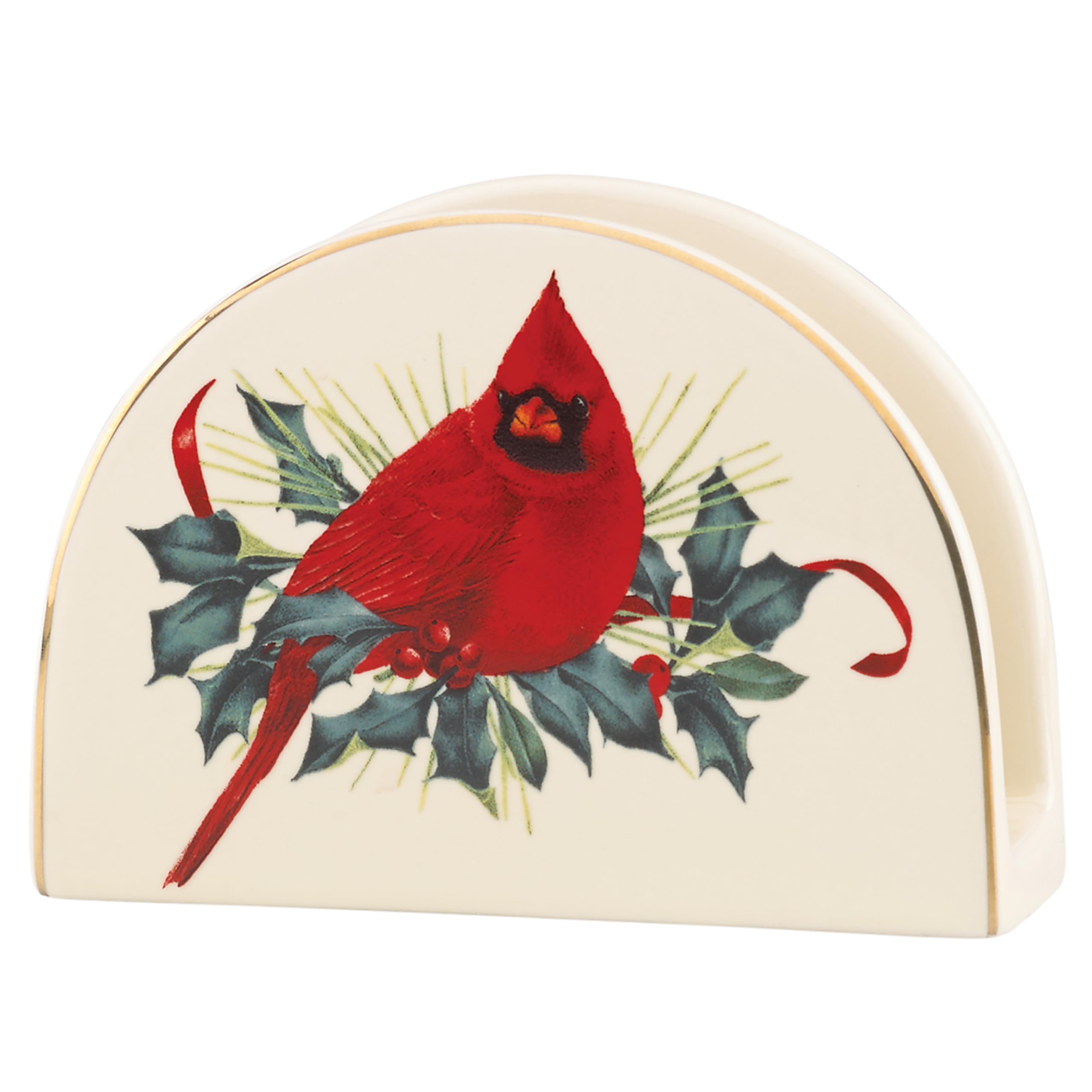 Lenox 870604 Winter Greetings Napkin Holder - Festive Holiday Table Decor for Christmas Dinner & Winter Entertaining