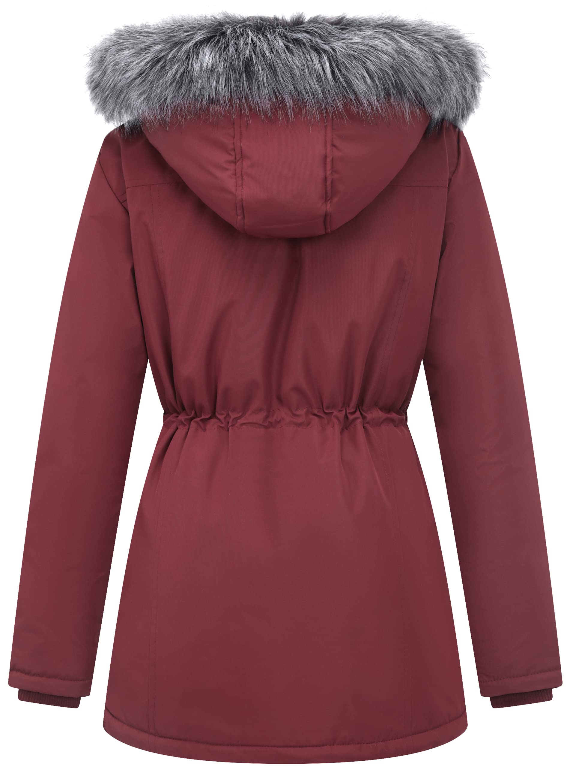 GGleaf Women's Winter Jacket - Hooded Fleece-Lined Thickened Parka Puffer Coat with Faux Fur Hood | Warm Windproof Outerwear for Snow Skiing, Hiking & Cold Weather Activities