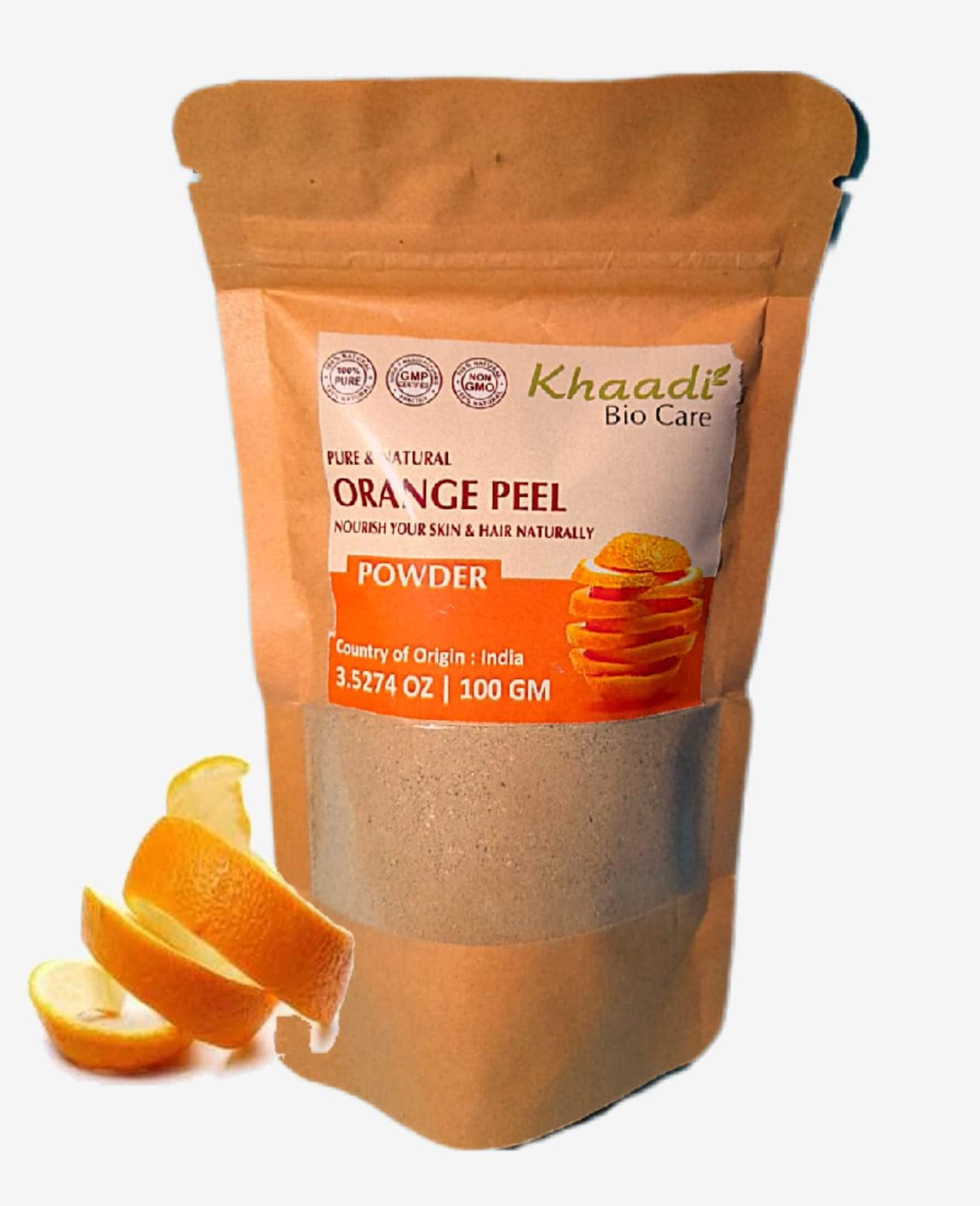 Khaadi Biocare Orange Peel Powder (Citrus Aurantium) - Natural Vitamin C Face Scrub for Oil Control, Acne Treatment, Tan Removal & Glowing Skin | Exfoliating Skin Care for Brightening, Scar Reduction & Collagen Boost (100g) | Perfect for Daily Skincare Routine & Spa Treatments