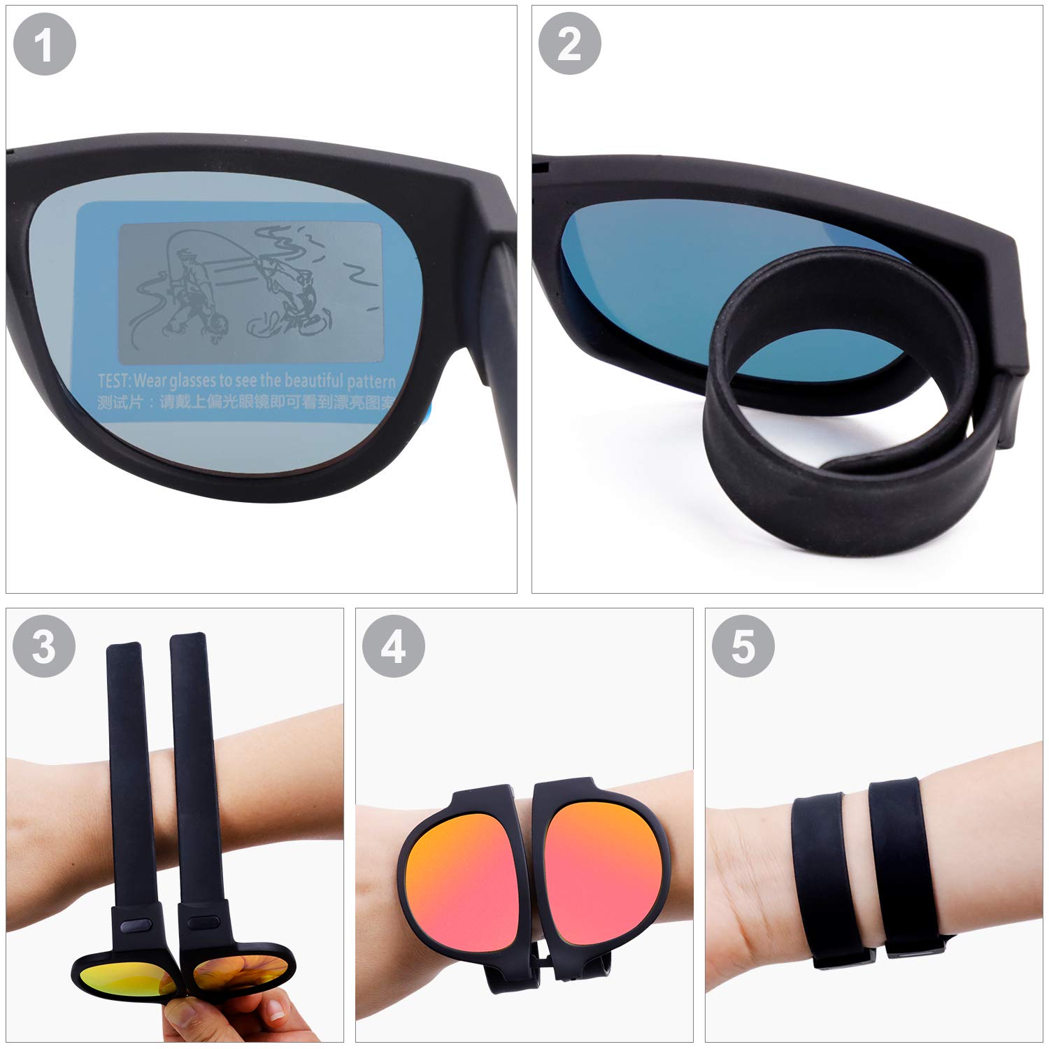 BEDO Flexible Polarized Wrist Sunglasses for Women & Men - UV400 Protection, Lightweight Foldable Design - Perfect for Running, Driving, Hiking & Outdoor Activities