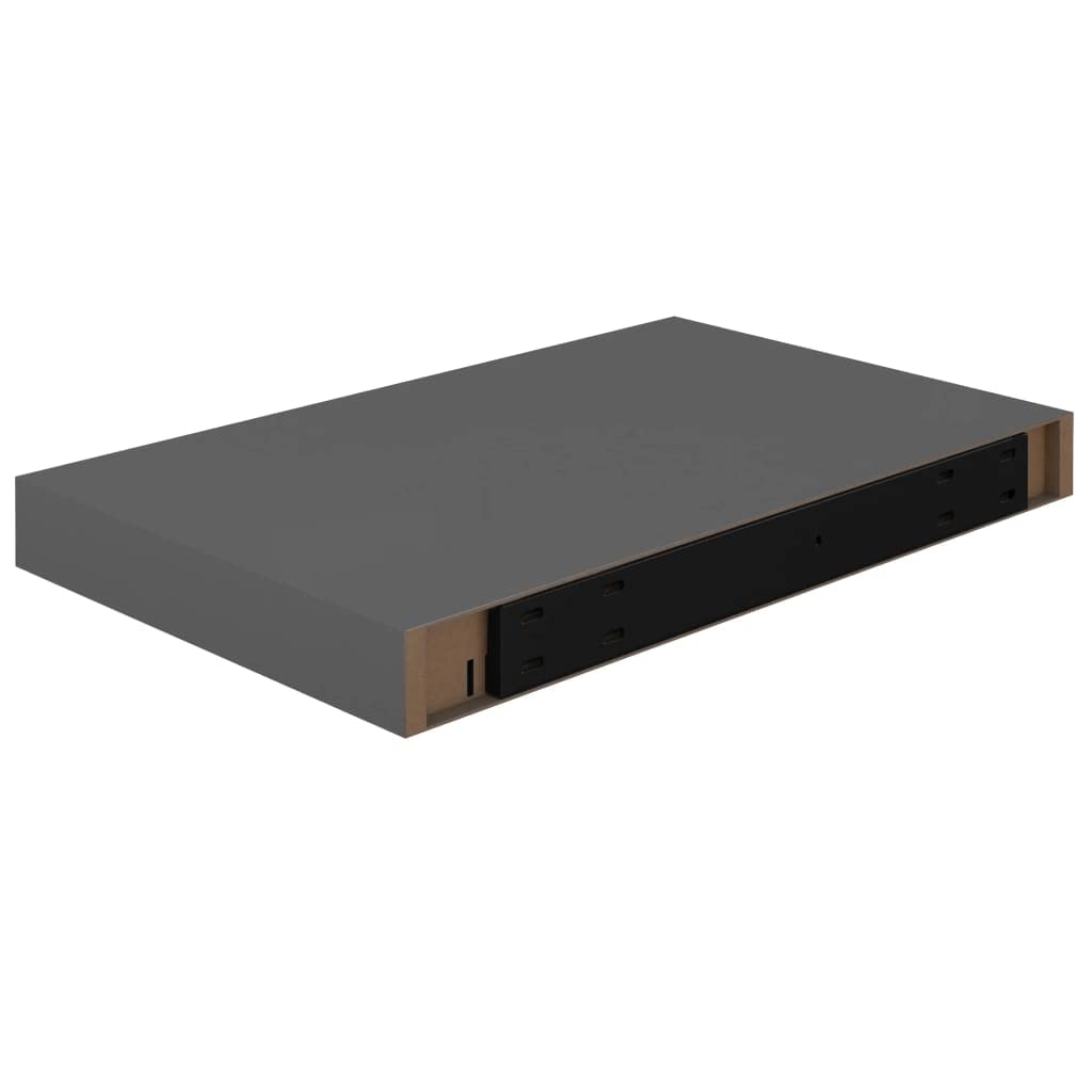 Floating Wall Shelves Set of 4 - Modern High Gloss Gray MDF Shelves 15.7x9.1x1.5 Inches - Space Saving Wall Mounted Shelves for Bedroom, Living Room, Bathroom, Kitchen - Home Decor & Organization Storage Solution