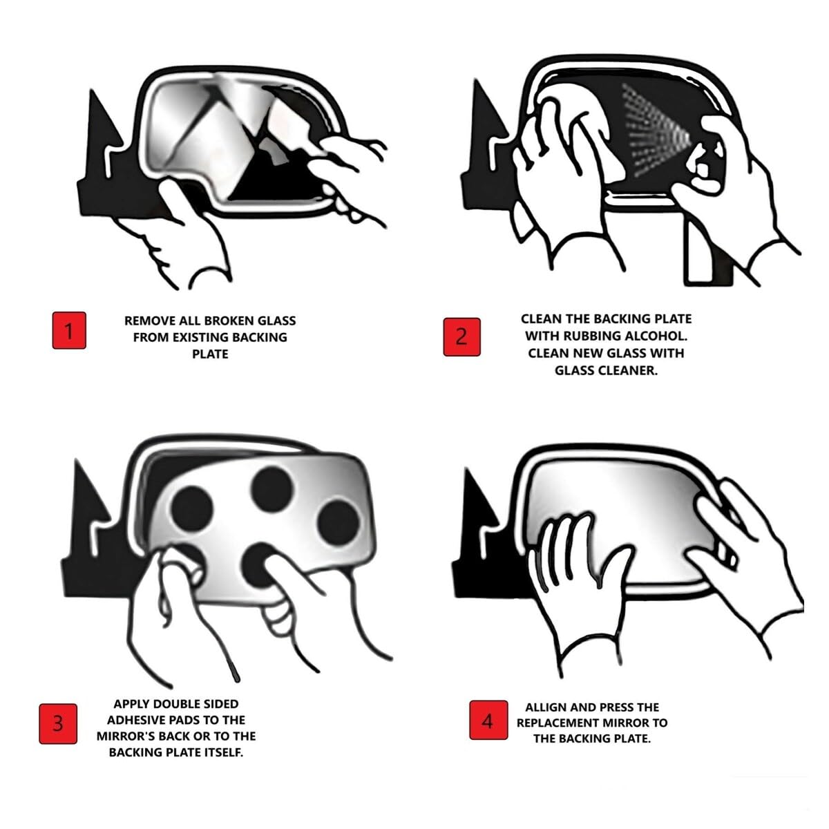Dodge Ford Van Truck Side Mirror Replacement - Driver & Passenger Side (2 Mirrors + Gaskets Included) | Perfect for Road Safety & Blind Spot Visibility