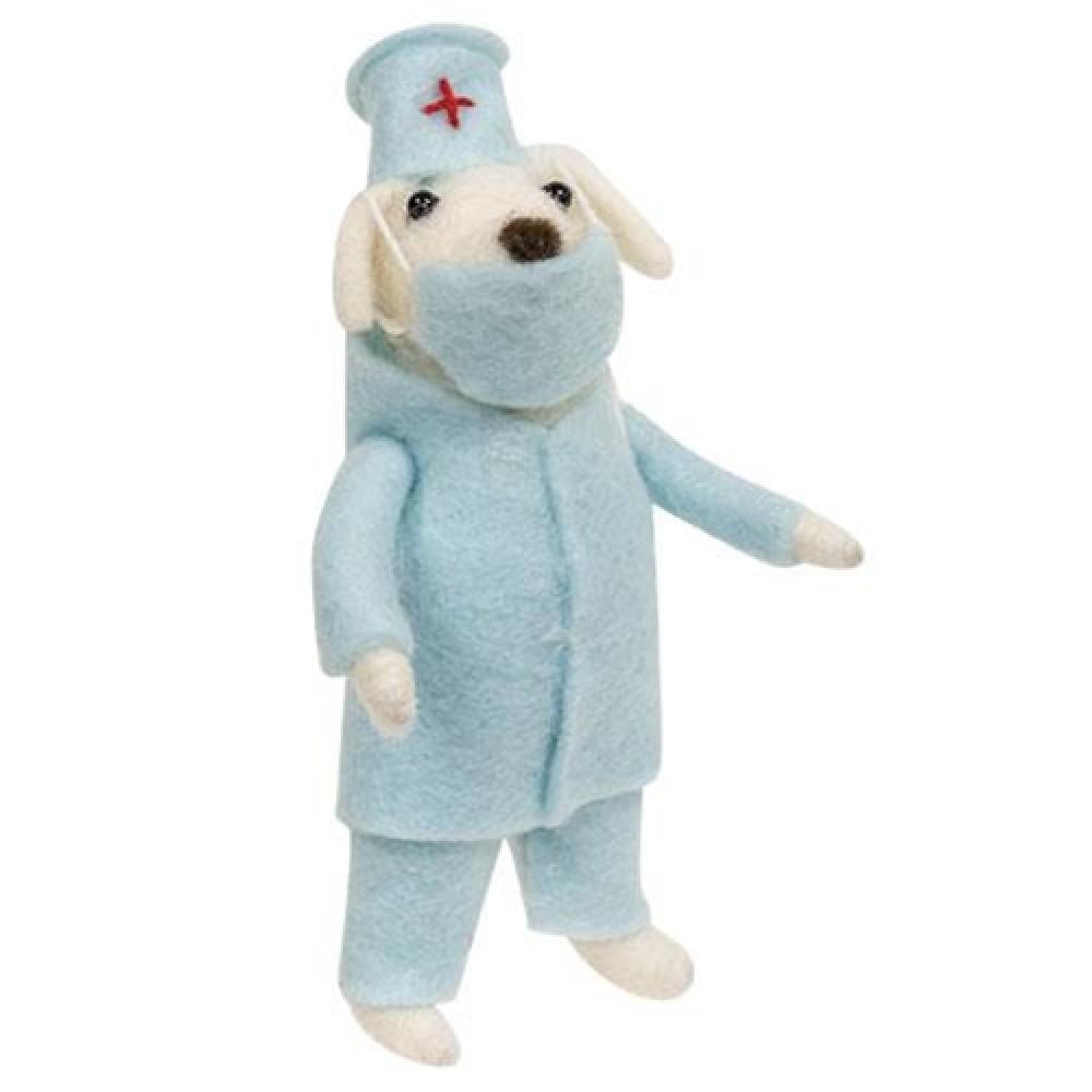 Handmade Doctor Dog Felted Wool Christmas Ornament - Cute Pet Holiday Tree Decoration for Dog Lovers - Perfect for Xmas, Home Decor & Gift Giving