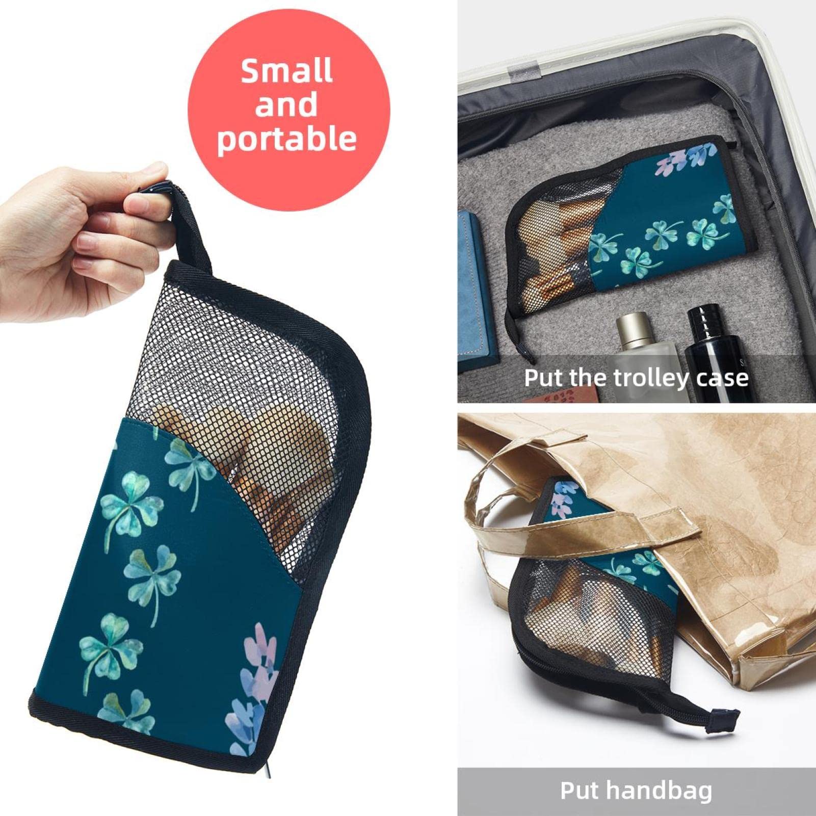12-Piece Makeup Brush Organizer Bag with Four Leaf Clover Lavender Design - Portable Cosmetic Brush Holder Case for Travel, Home & Professional Makeup Artists