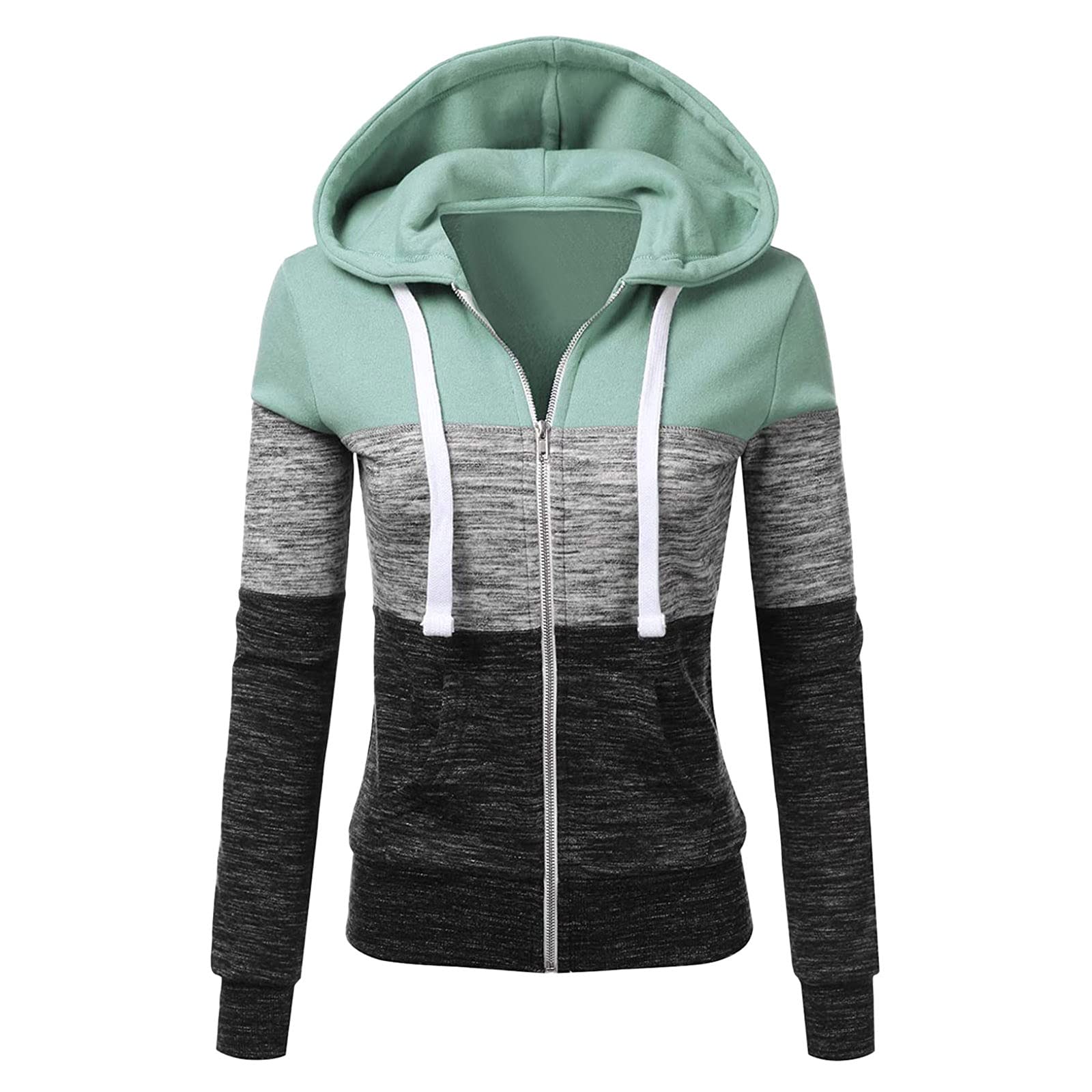 FMCHICO Women's Long Sleeve Color Block Hoodie - Loose Fit Pullover Sweatshirt for Fall & Winter | Casual Tunic Top for Outfits, Travel & Lounge Wear
