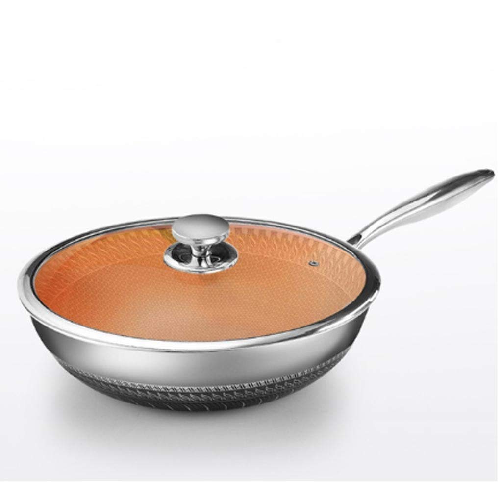 **SLEEVY 304 Stainless Steel Wok – Double-Sided Honeycomb Non-Stick Pan, Smokeless Stir Fry Pot – Compatible with Gas & Induction Cooktops – Perfect for Stir-Frying, Sautéing & Deep Frying**