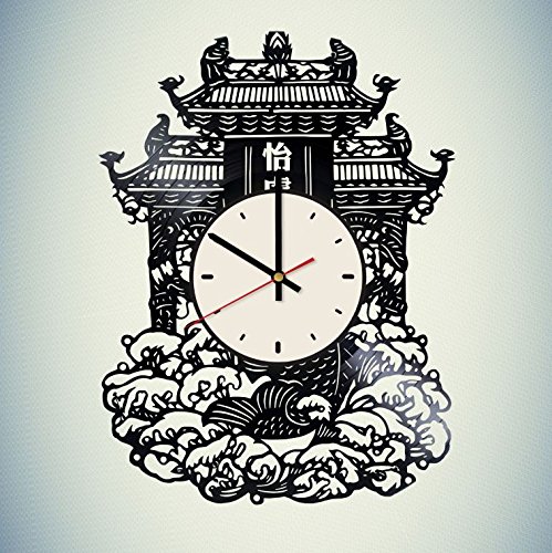 Chinese Style Vinyl Wall Clock - Unique Asian Home Decor for Living Room, Kitchen, Office | Perfect Gift Idea for Housewarming, Birthday & Holiday
