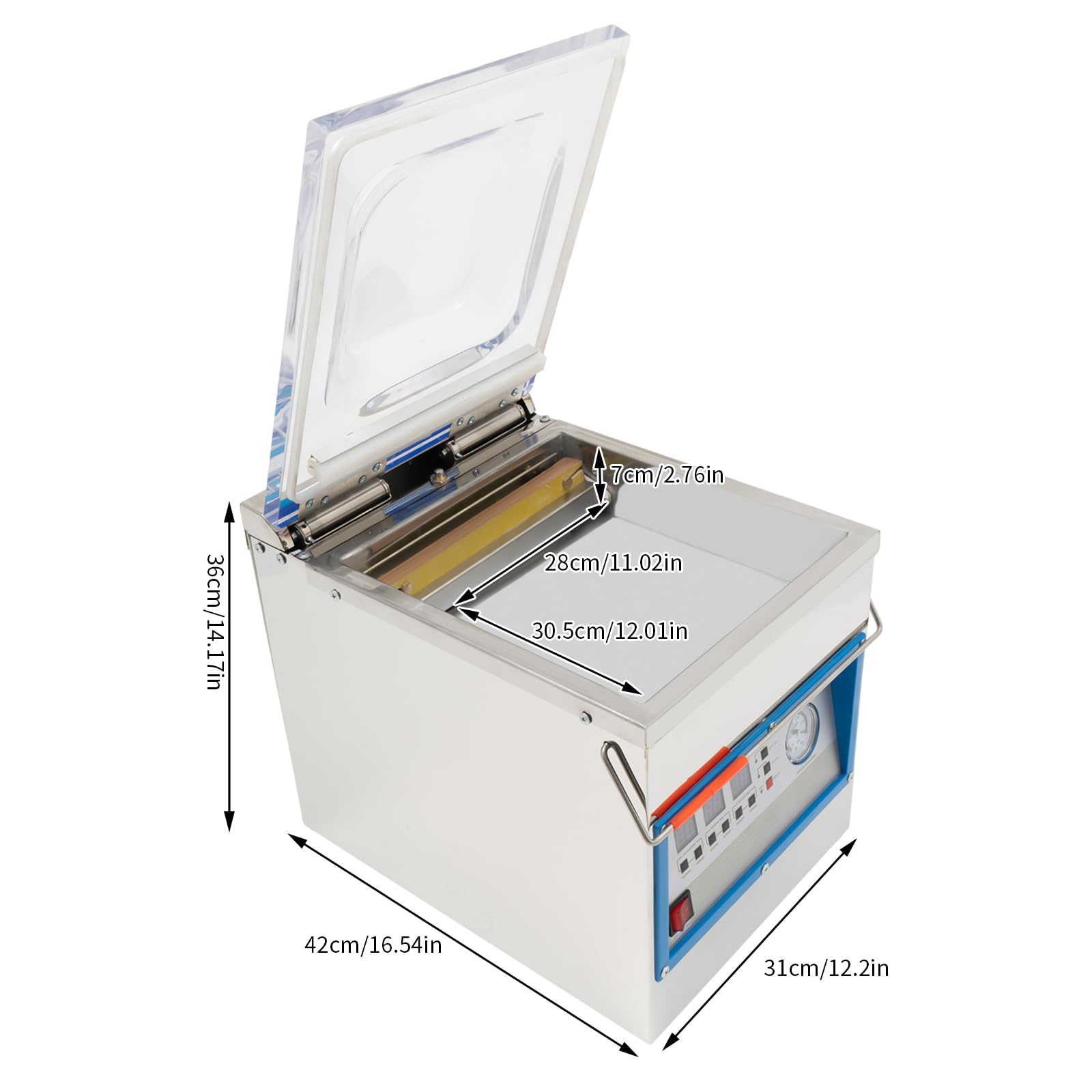 360W Automatic Chamber Vacuum Sealer Machine - Commercial Electric Food Vacuum Packaging System for Meat, Fruit & Long-Term Storage | Perfect for Restaurants, Meal Prep & Home Food Preservation (110V)