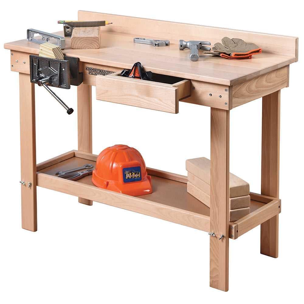 Kids Woodworking Bench with Adjustable Vise, Storage Compartments & Real Tools - Perfect for DIY Projects, STEM Learning & Pretend Play for Young Builders