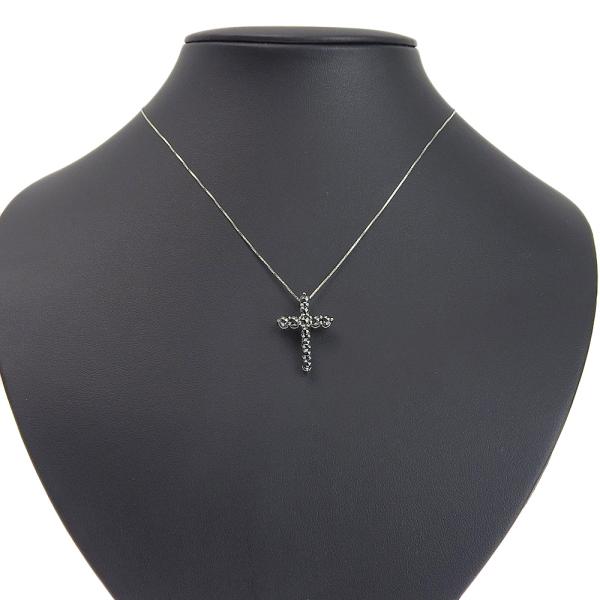 1.30ct Melee Black Diamond Cross Pendant Necklace in 10K White Gold - Vintage Jewelry for Women - Perfect for Weddings, Anniversaries & Special Occasions