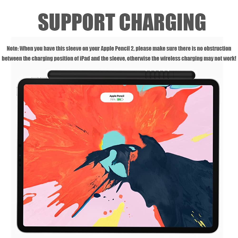 YINVA Apple Pencil 2nd Generation Sleeve Cover - Protective Grip Skin Case with Nib Cap (Black) | Perfect for iPad Pro, Drawing, Note-Taking & Digital Art Accessories