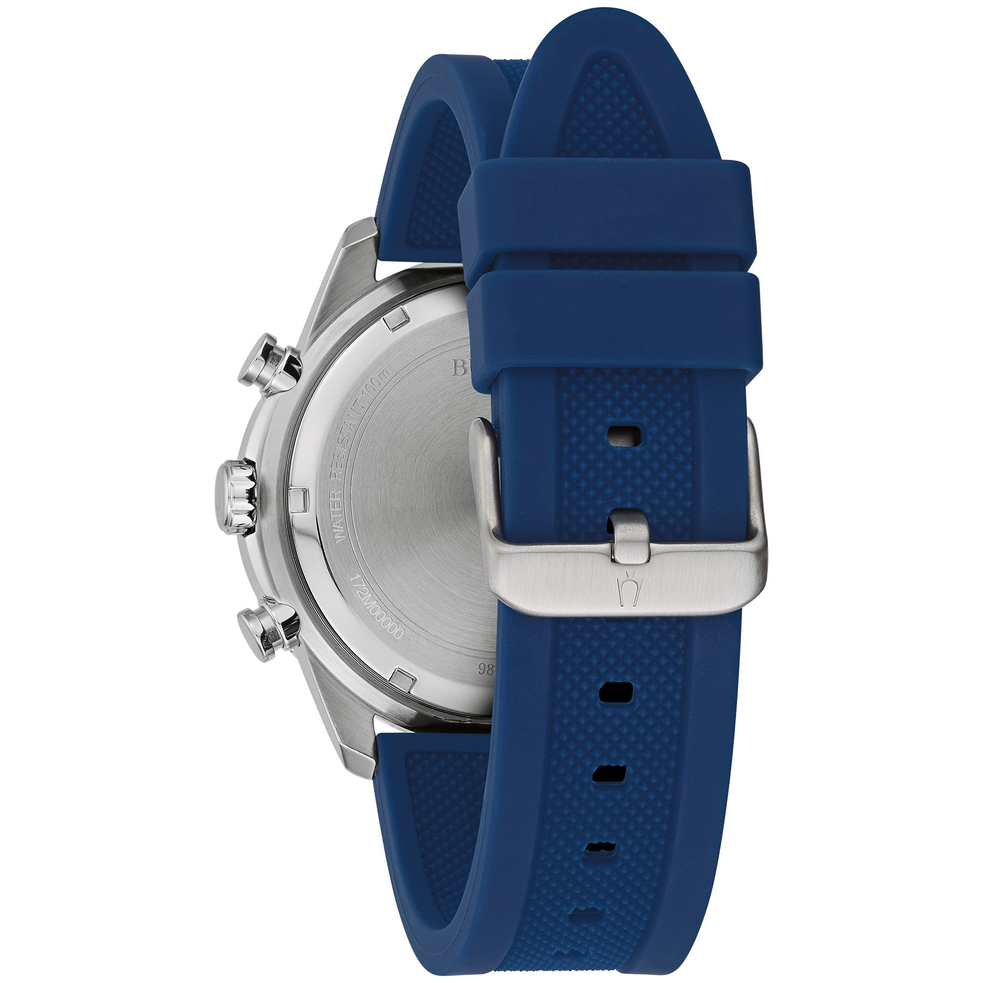 Bulova Men's Sport Chronograph Quartz Watch - 44mm 6-Hand Design with Silicone Strap, 24-Hour Time, Date Calendar, Luminous Hands & Markers, 100M Water Resistant (Model 98A288) - Perfect for Swimming, Diving & Outdoor Activities