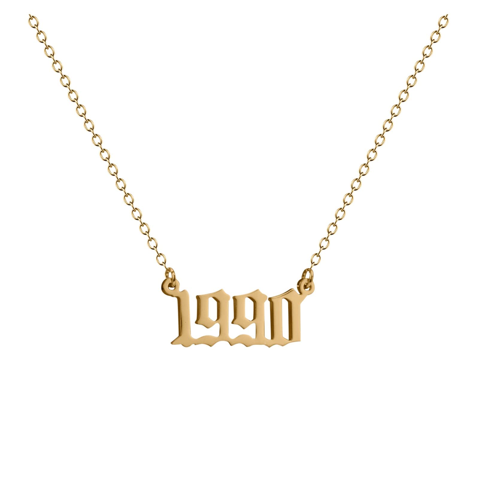 1990-2000 Gold Number Pendant Necklace for Women & Teen Girls - Stainless Steel Layered Jewelry for Birth Year, Anniversary & Special Occasions