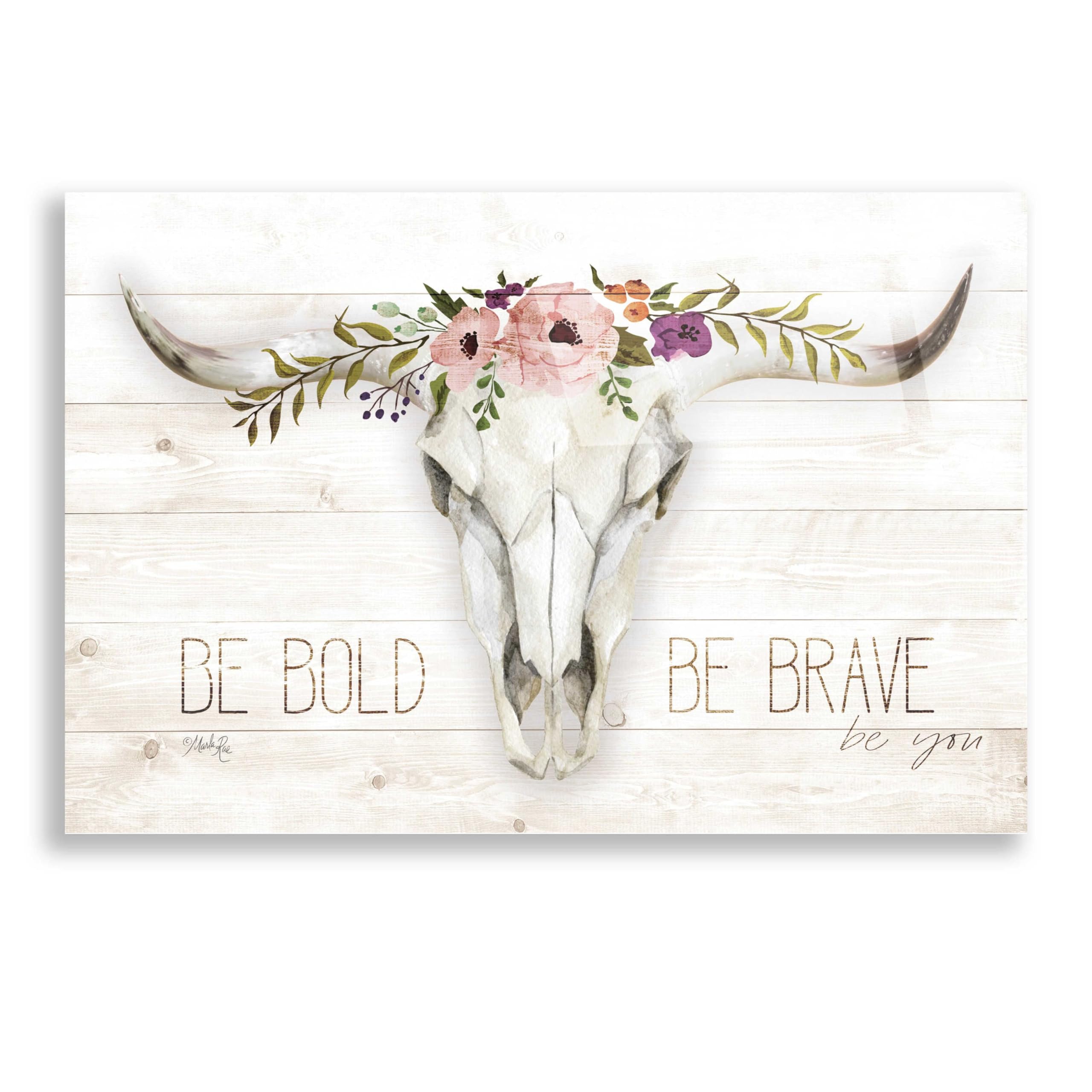 Epic 'Be Bold - Be Brave' Acrylic Glass Wall Art by Marla Rae - 24x16 Inches Modern Abstract Painting for Living Room, Bedroom & Office Decor