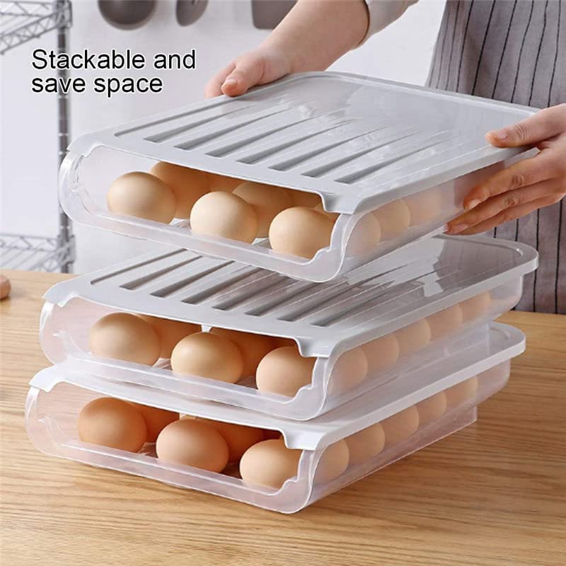 Homeappy 18-Count Large Capacity Egg Storage Box - Transparent Plastic Egg Holder for Refrigerator, Stackable Fridge Egg Container - Perfect for Kitchen Organization & Fresh Egg Storage
