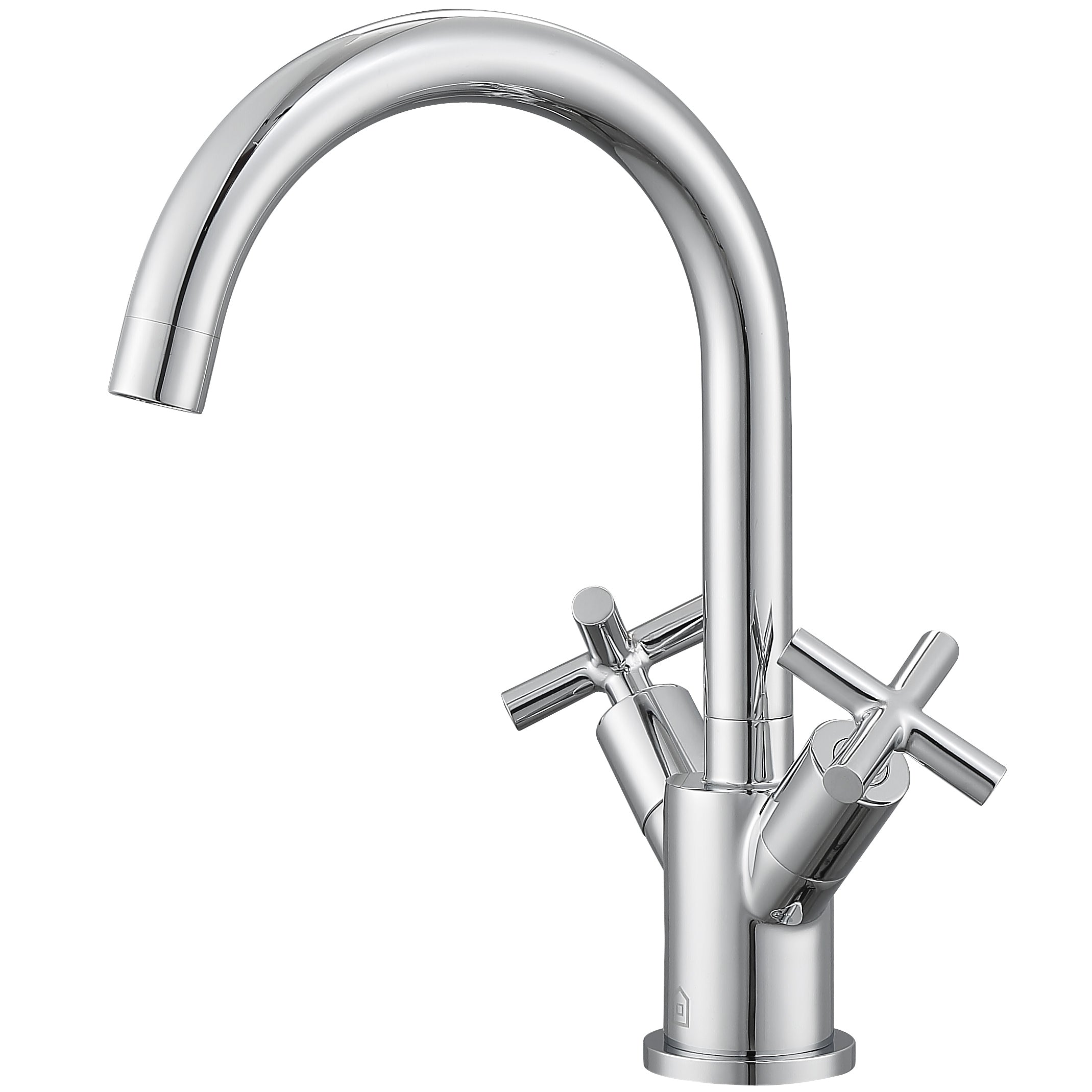 Chrome Single Hole Cross Handle Bathroom Faucet - Ava Series | Modern Water-Saving Design for Sink, Vanity & Powder Room Installation