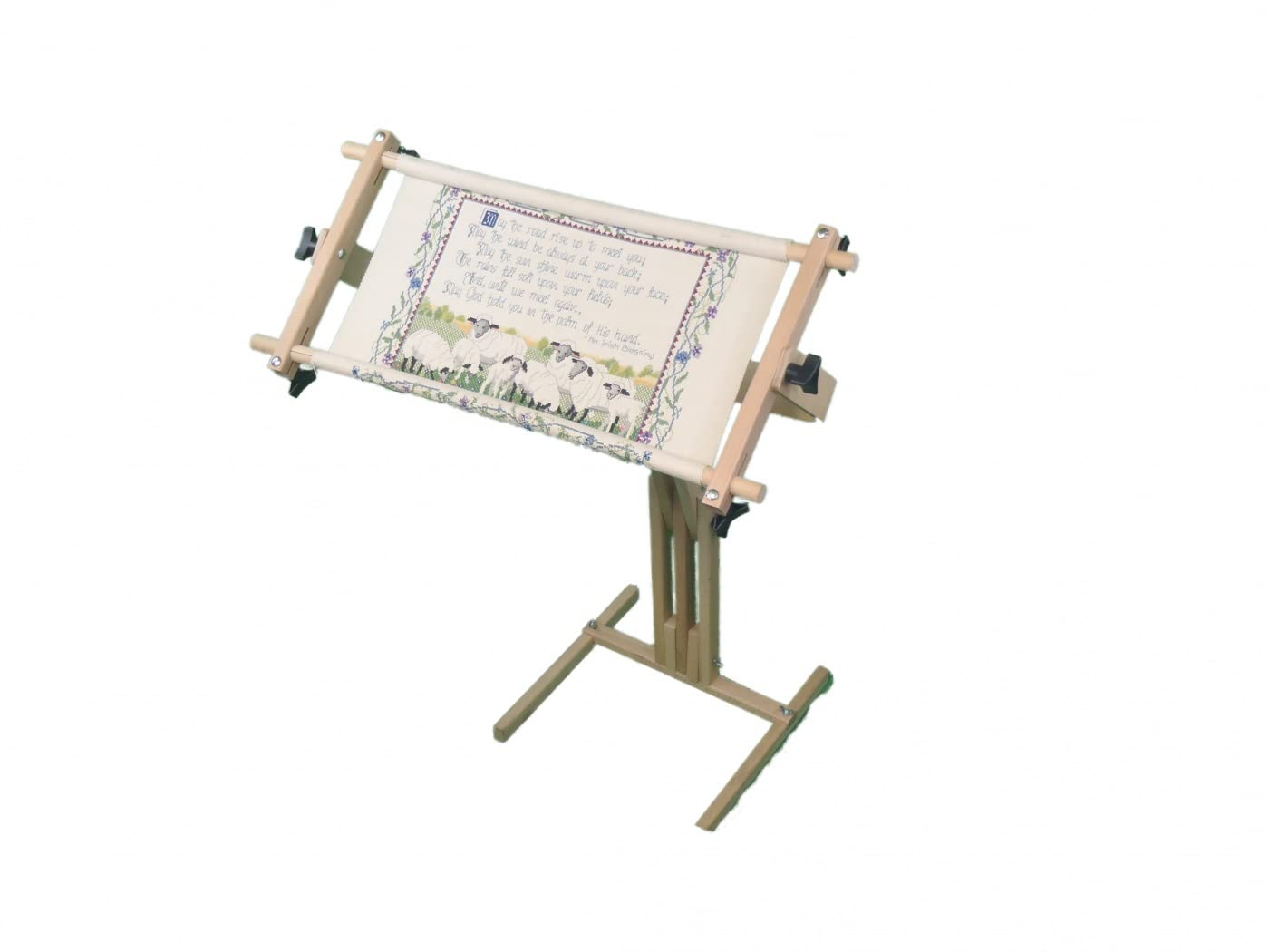 Frank A. Edmunds Stitcher's Wonder! Floor Stand Scroll Frame for Embroidery & Needlework - Adjustable Wooden Frame for Cross Stitch, Tapestry & Handcraft Projects - Perfect Home Decor & Gift Idea