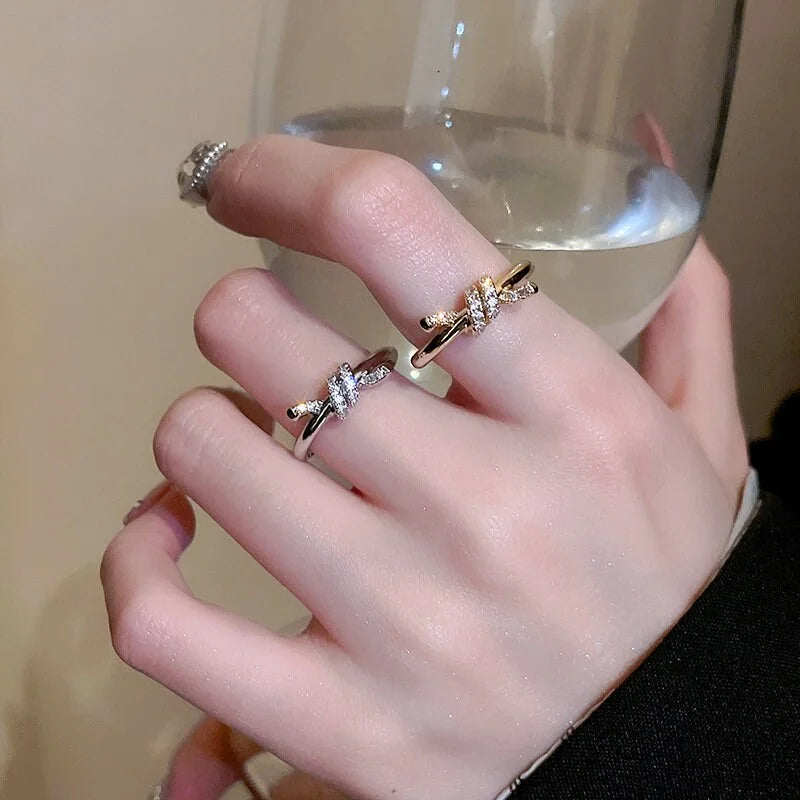 Elegant Gold Plated Twisted Knot Ring for Women - HR1241 | Perfect for Weddings, Parties & Everyday Fashion Accessories