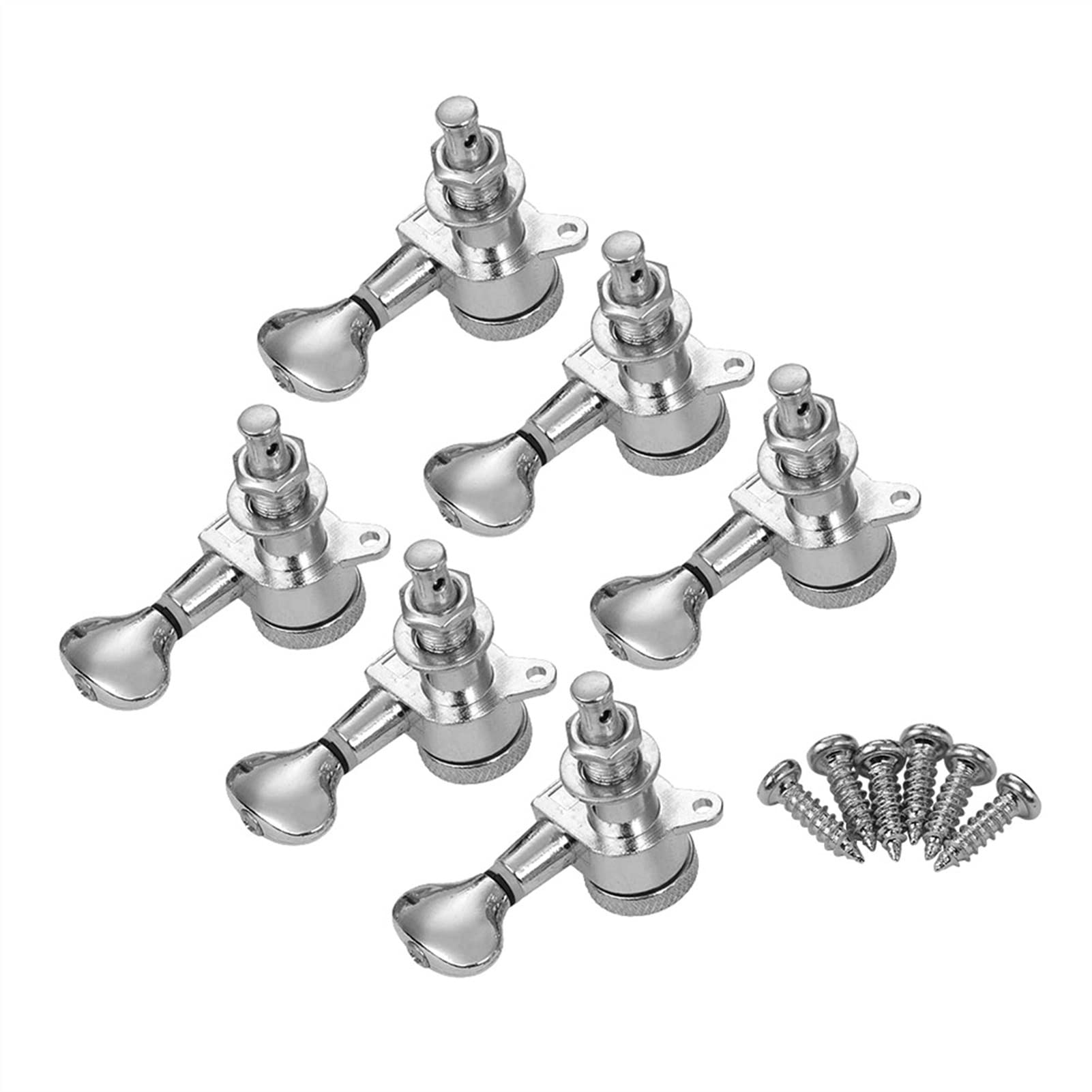 Premium 6-Piece Locking Guitar Tuners - Silver Machine Heads for Electric Guitar String Tuning Pegs & Knobs | Perfect for Stage Performance, Studio Recording & Guitar Maintenance