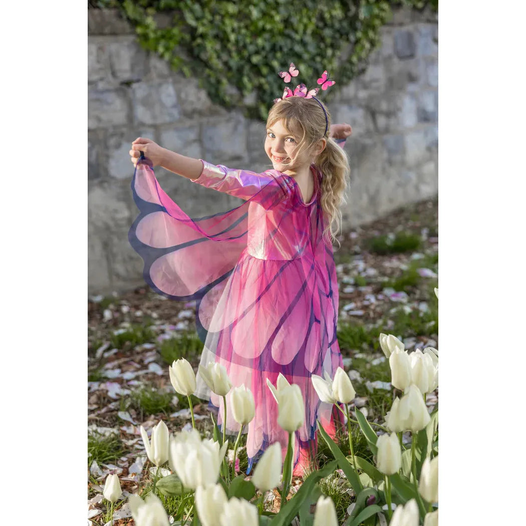 Butterfly Twirl Dress with Detachable Wings - Pink Fairy Costume for Girls | Perfect for Halloween, Birthday Parties & Dress-Up Play