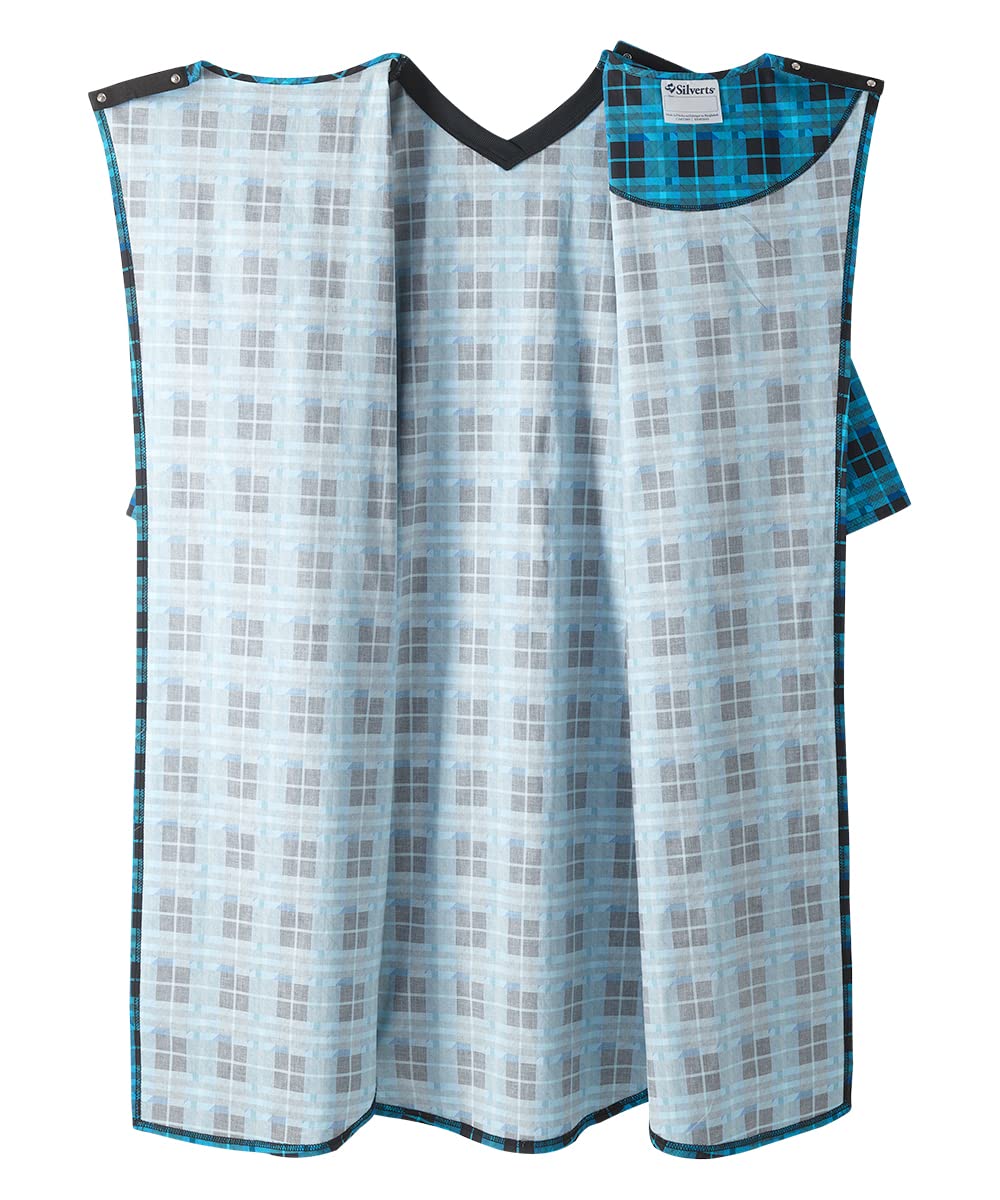 Adaptive Open Back Flannel Nightgown for Elderly Men - Snap Closure Nightgown with Dome Fastener | Comfortable Sleepwear for Seniors & Post-Surgery Recovery