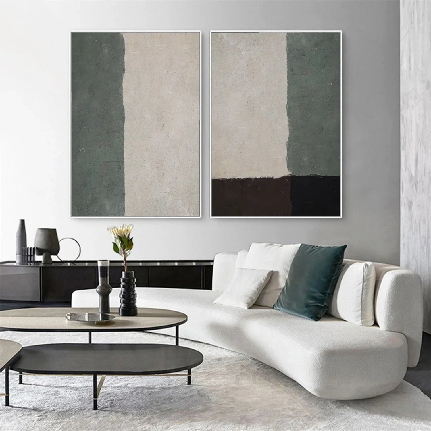 Abstract Tranquility Set of 2 Wall Art Paintings - Modern Minimalist Canvas Prints for Living Room, Bedroom & Office Decor #WS246