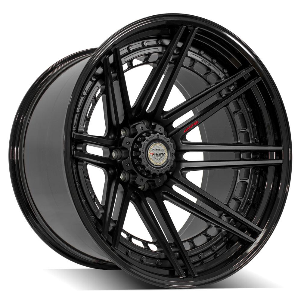4Play Forged Series 4PF8 Matte Black Center with Gloss Black Barrel 24x14.0 8x165.1mm 124.9mm Offset Wheels - Premium Alloy Rims for Trucks, SUVs, and Off-Road Vehicles - Perfect for Custom Builds and Performance Upgrades
