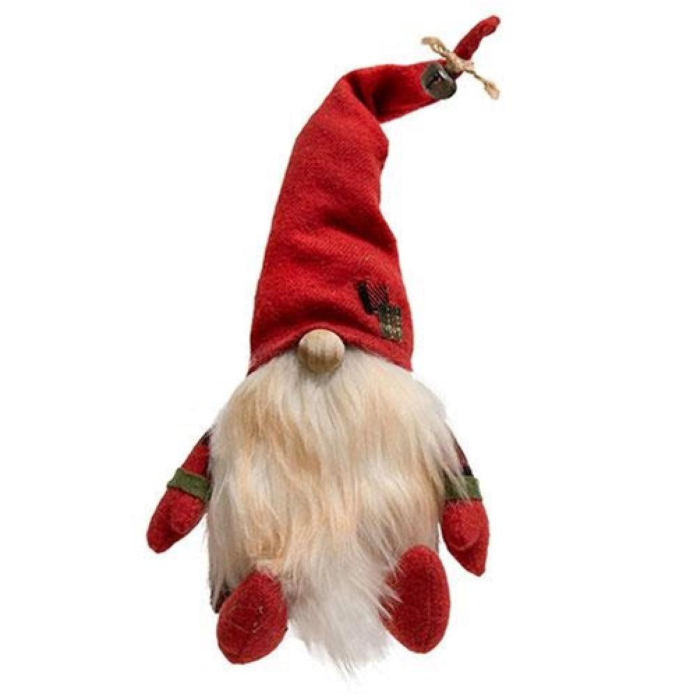 Buffalo Check Primitive Sitting Gnome - Rustic Home Decor for Christmas, Garden & Indoor Decoration - Perfect for Holiday Gifting & Cozy Home Ambiance
