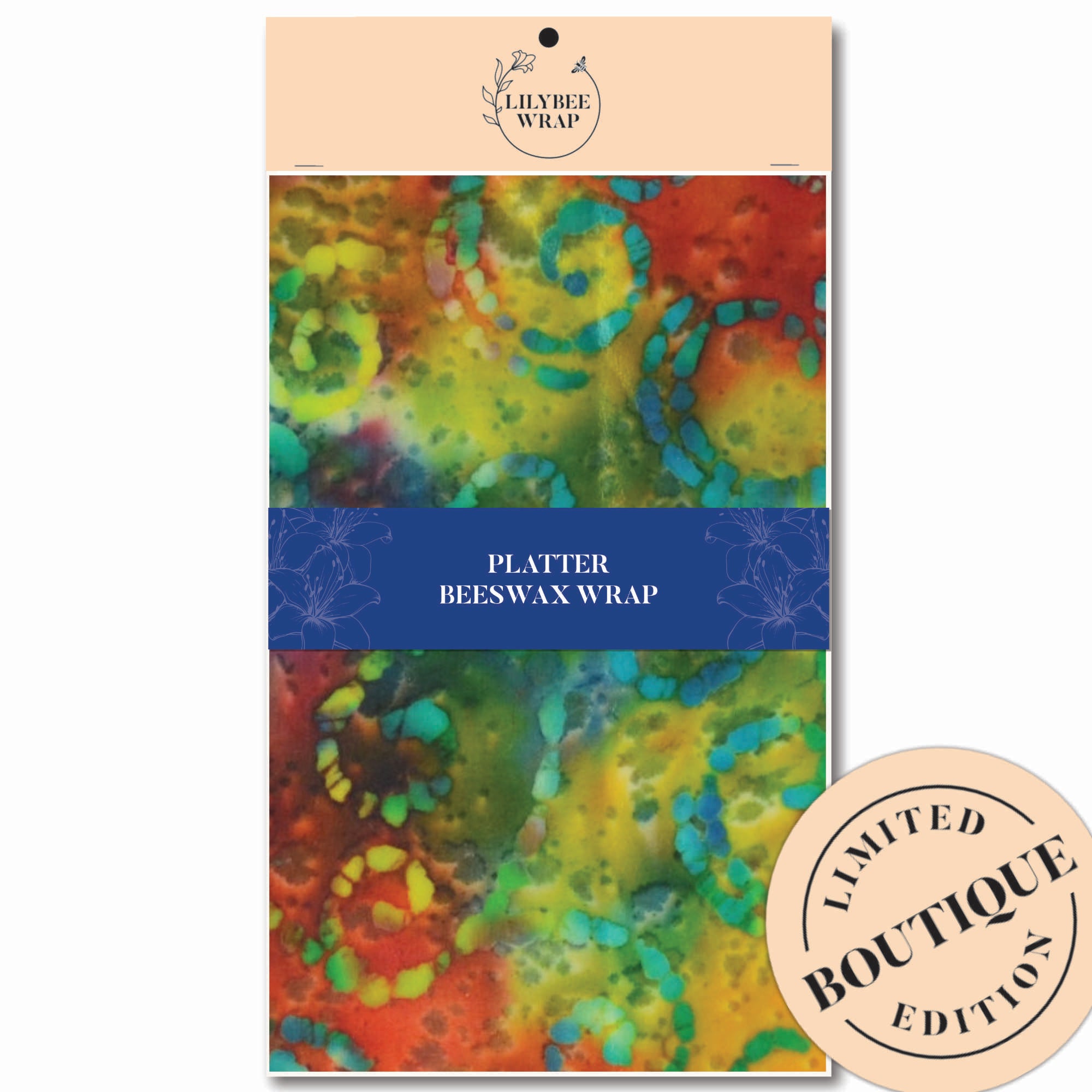 Eco-Friendly Beeswax Food Wrap - Reusable Batik Pattern Platter Cover for Sustainable Food Storage | Perfect for Picnics, Lunch Boxes & Leftovers