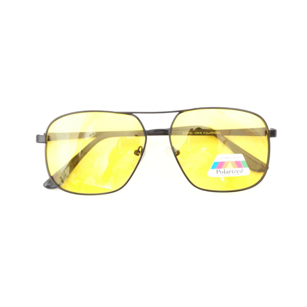 Polarized Night Vision Driving Glasses for Men & Women - Rectangle Pilot Yellow Lens - UV Protection, Anti-Glare - Perfect for Night Driving, Motorcycle Riding & Outdoor Activities