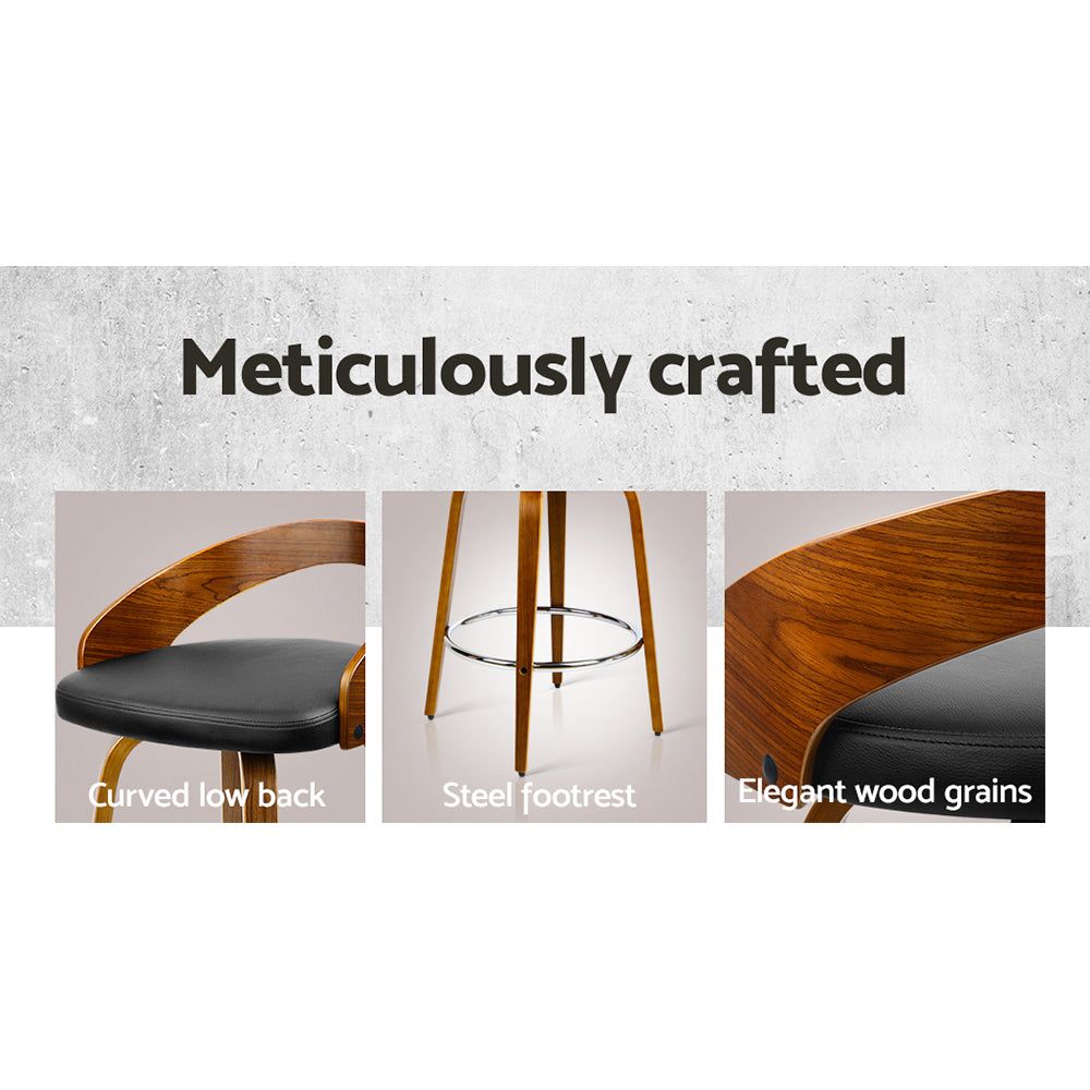 4 Bar Stools with Swivel Seat & Curved Backrest - Modern Kitchen Island & Breakfast Nook Seating for Home & Restaurant